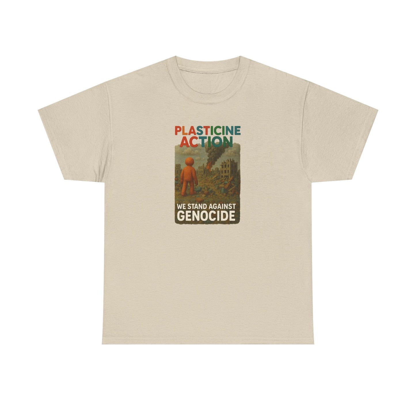 Plasticine Action Heavy Cotton Tee, Stand Against Genocide, Activist Wear, Social Justice Shirt, Awareness Tee, Thought Provoking Apparel
