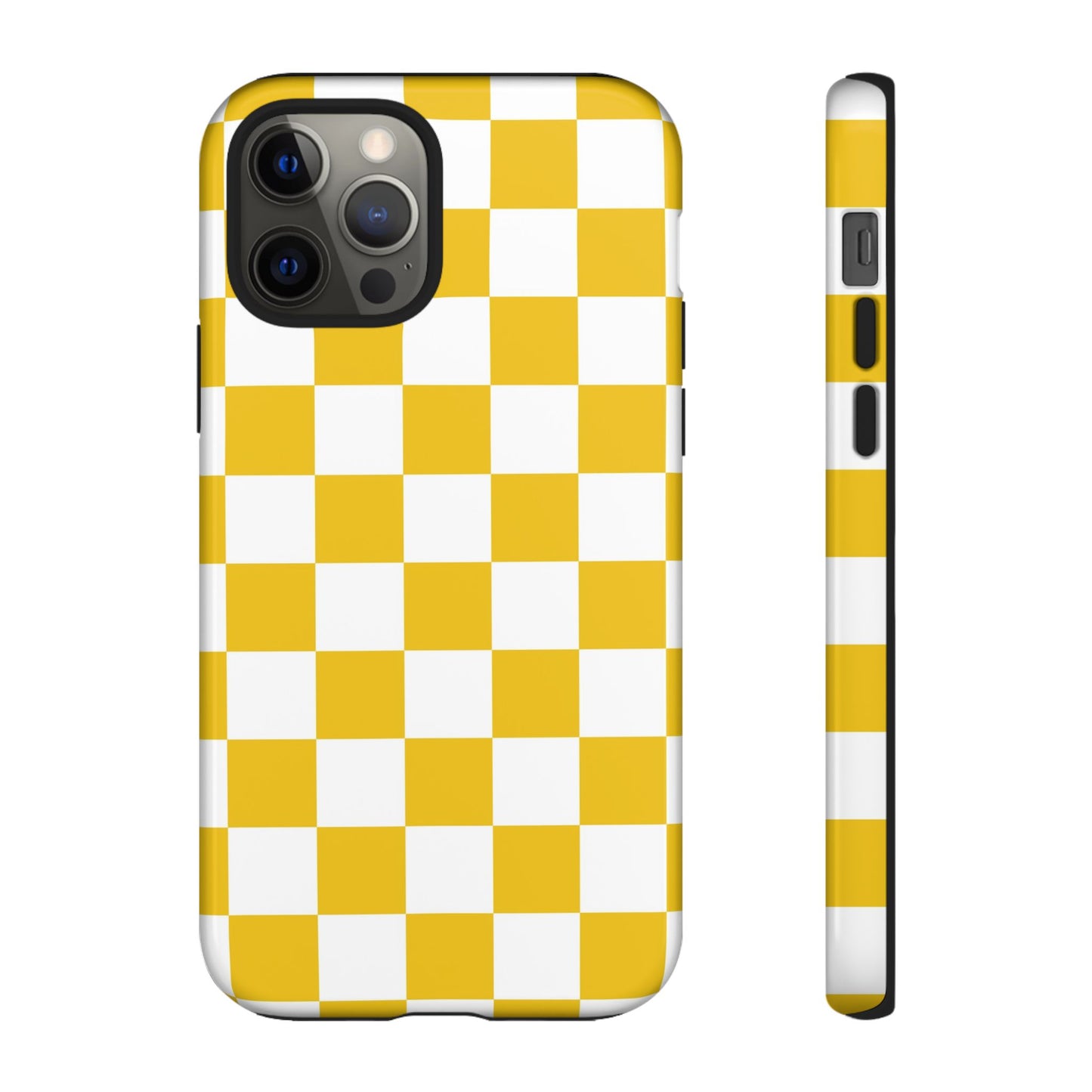 Yellow Checkered Phone Case - iPhone 17 Pro, 17, 16, 15, 14, 13, 12, 11, X, XR, XS MAX, Gift for Friends