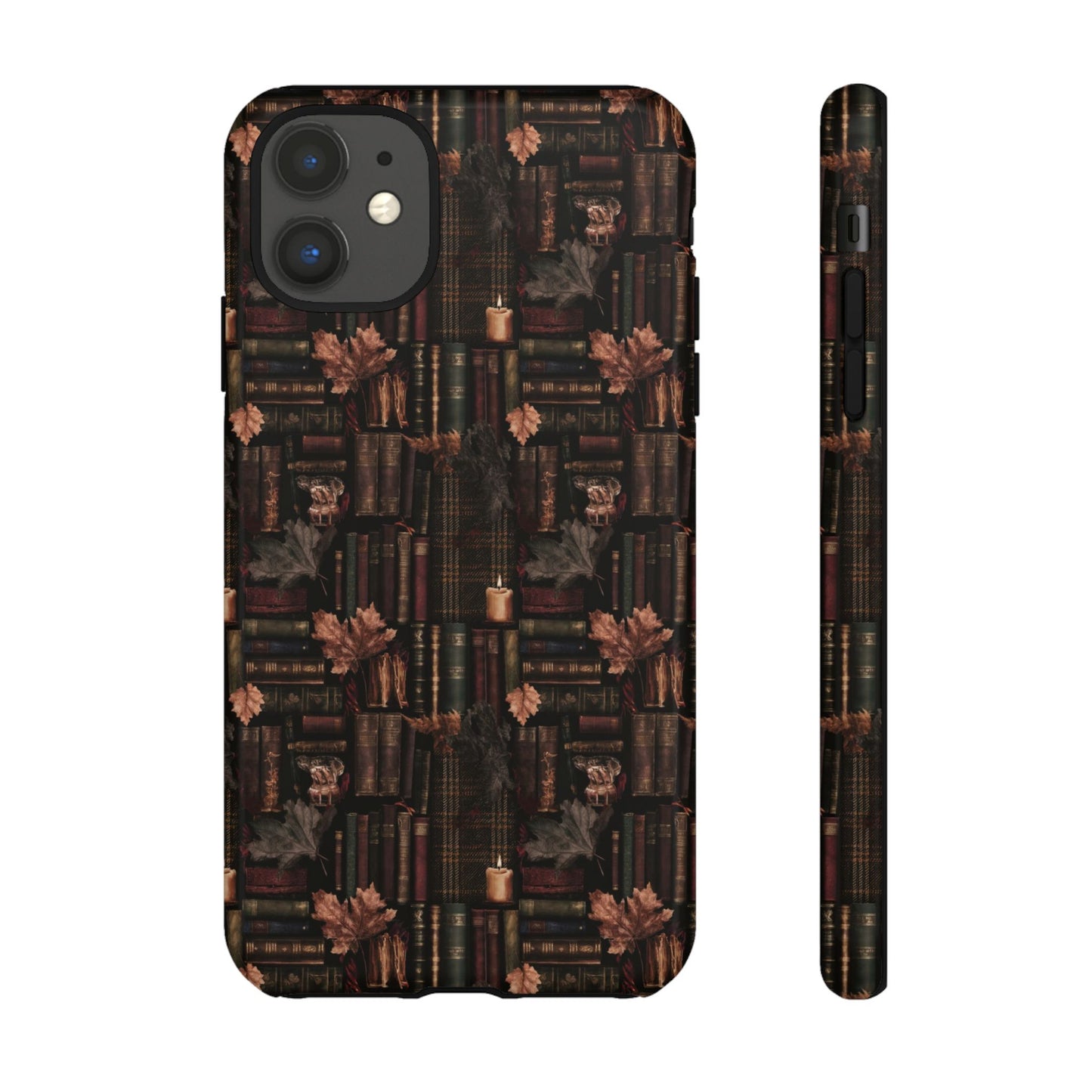 Gothic Phone Case Dark Academia Literary iPhone Samsung Cover with Books & Flowers, Phone case