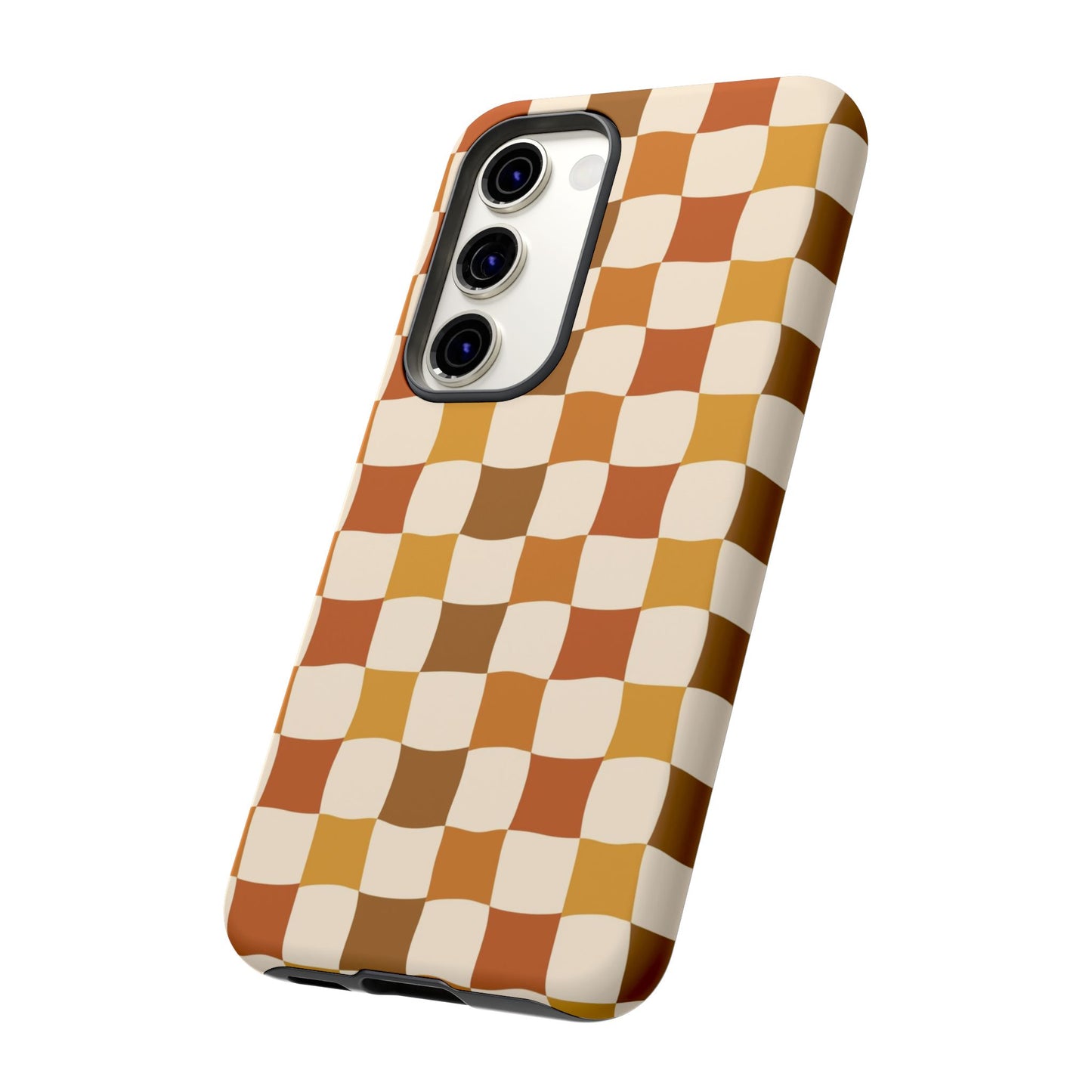 Boho Checked Phone Case, Checkerboard Design, Durable Protection, Phone Cover, Phone case For iPhone and Samsung, Trendy Phone Cover