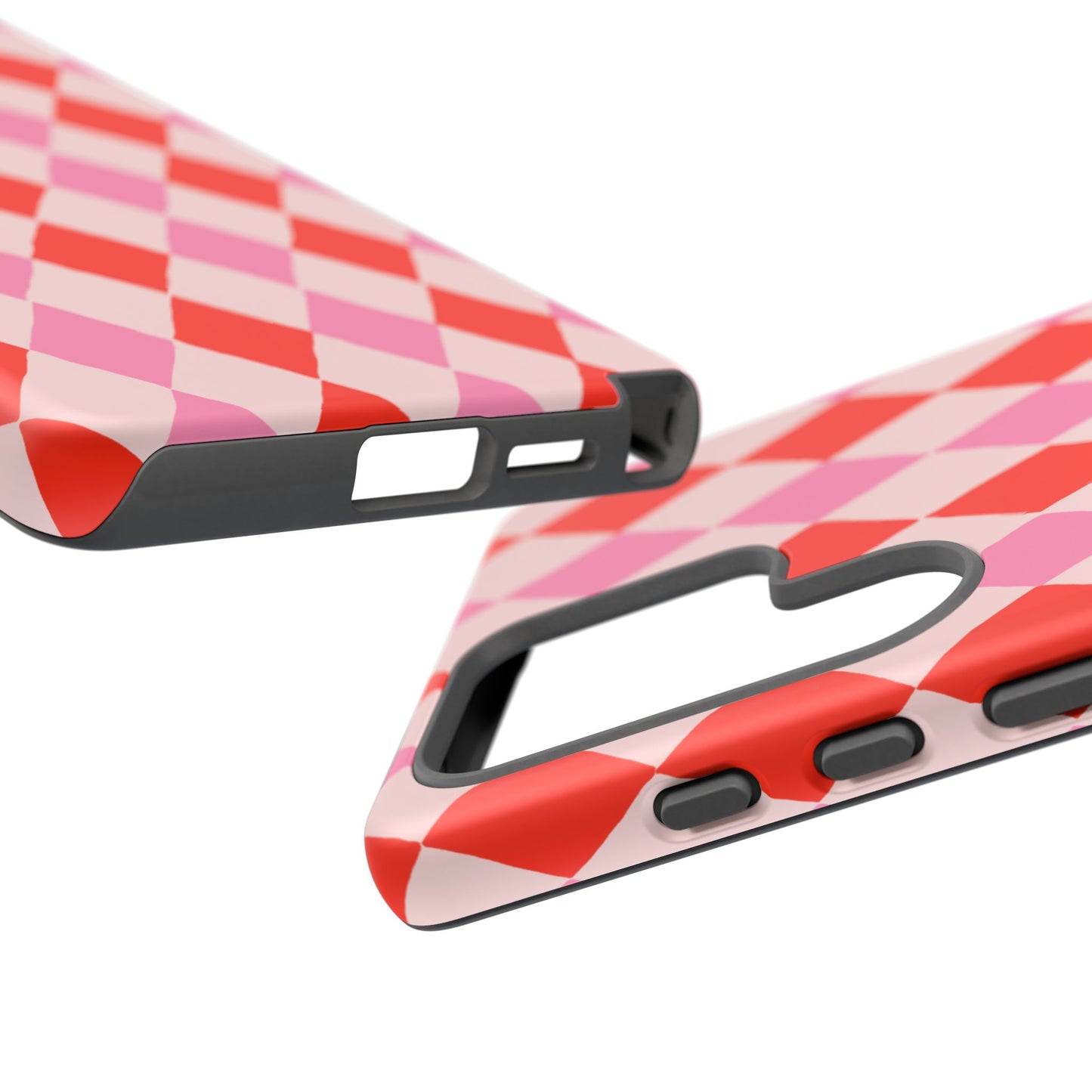 Tough Cases with Red Pink Diamonds, Retro Checkerboard iPhone Case And Samsung Case, Slim Fit Phone Case, Stylish Gift