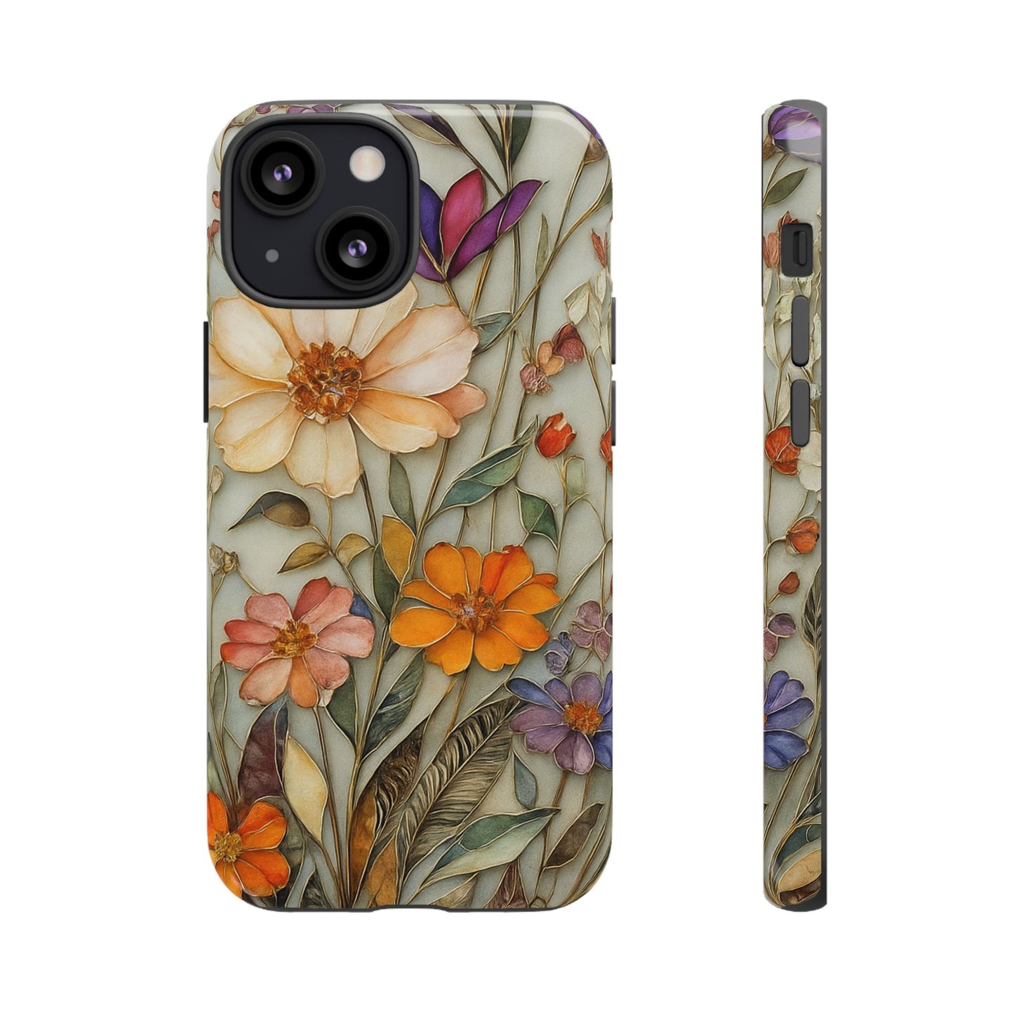 Phone case For iPhone & Samsung, Wildflower Mosaic MagSafe iPhone Case: Botanical Floral Design iPhone