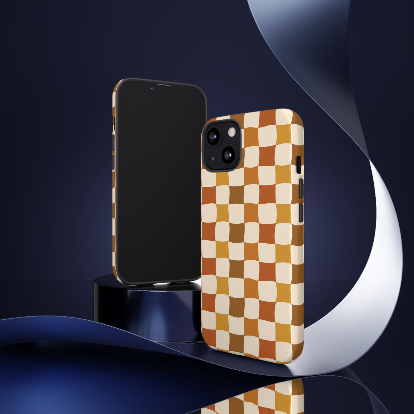 Boho Checked Phone Case, Checkerboard Design, Durable Protection, Phone Cover, Phone case For iPhone and Samsung, Trendy Phone Cover