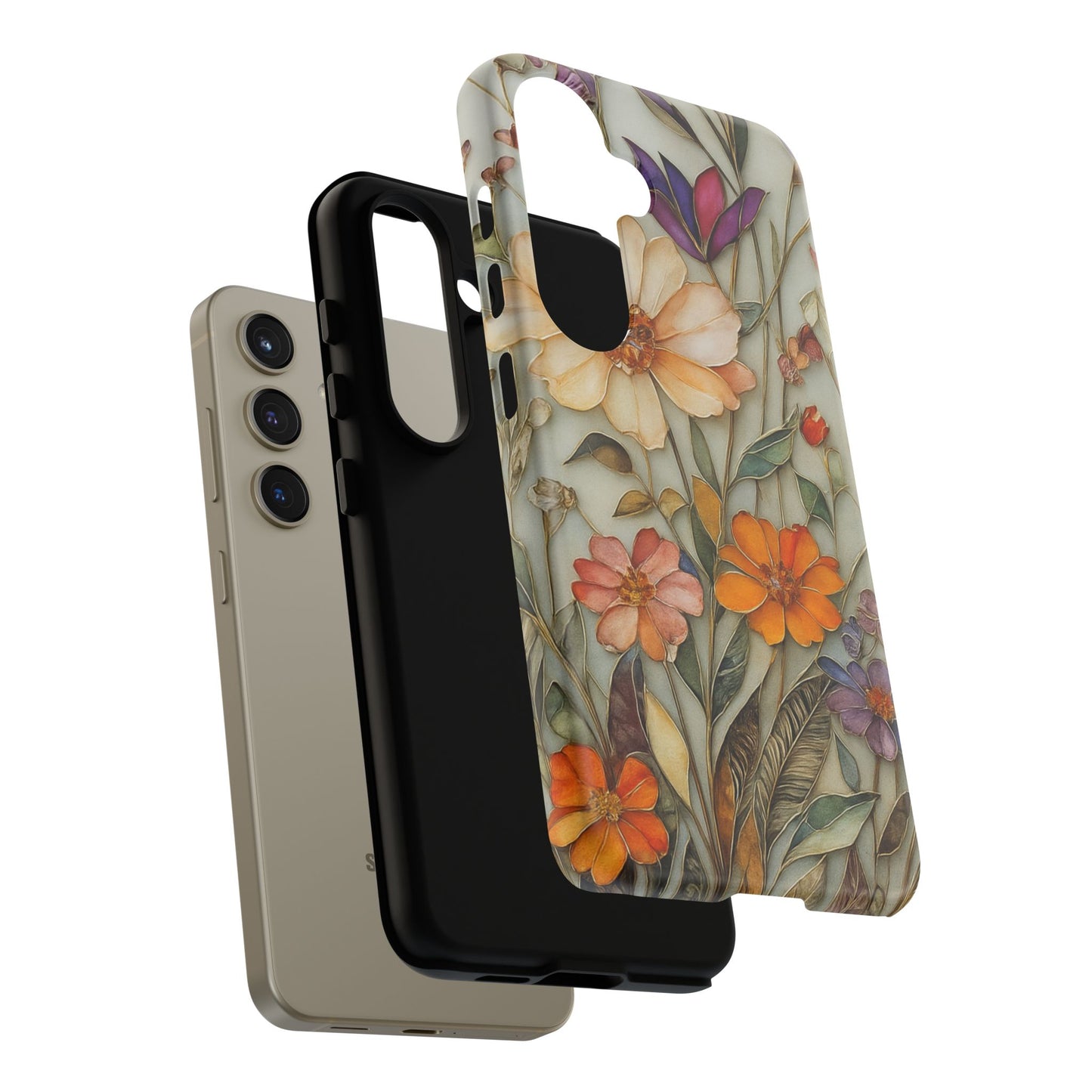 Phone case For iPhone & Samsung, Wildflower Mosaic MagSafe iPhone Case: Botanical Floral Design iPhone