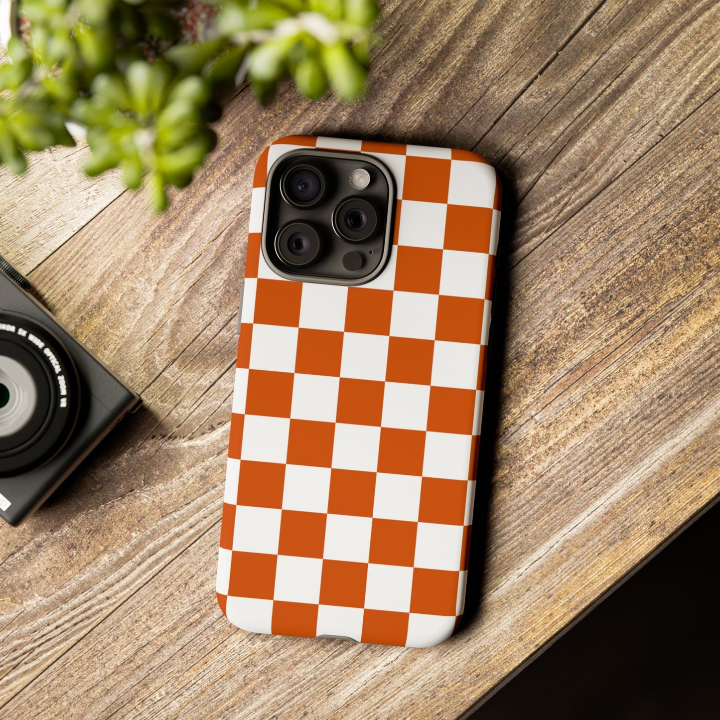 Checkered Phone Case, Checkered Phone Case - iPhone 17 16 15 14 13 12 11 Pro Max  - Trendy Black and Brown Checkerboard
