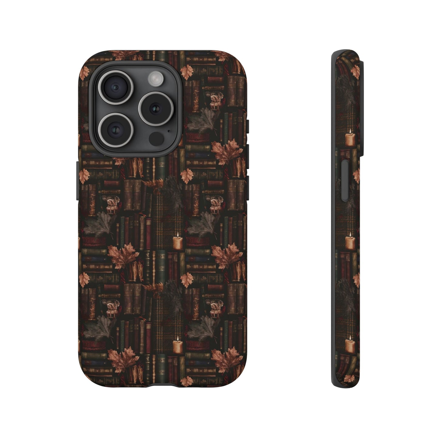 Gothic Phone Case Dark Academia Literary iPhone Samsung Cover with Books & Flowers, Phone case