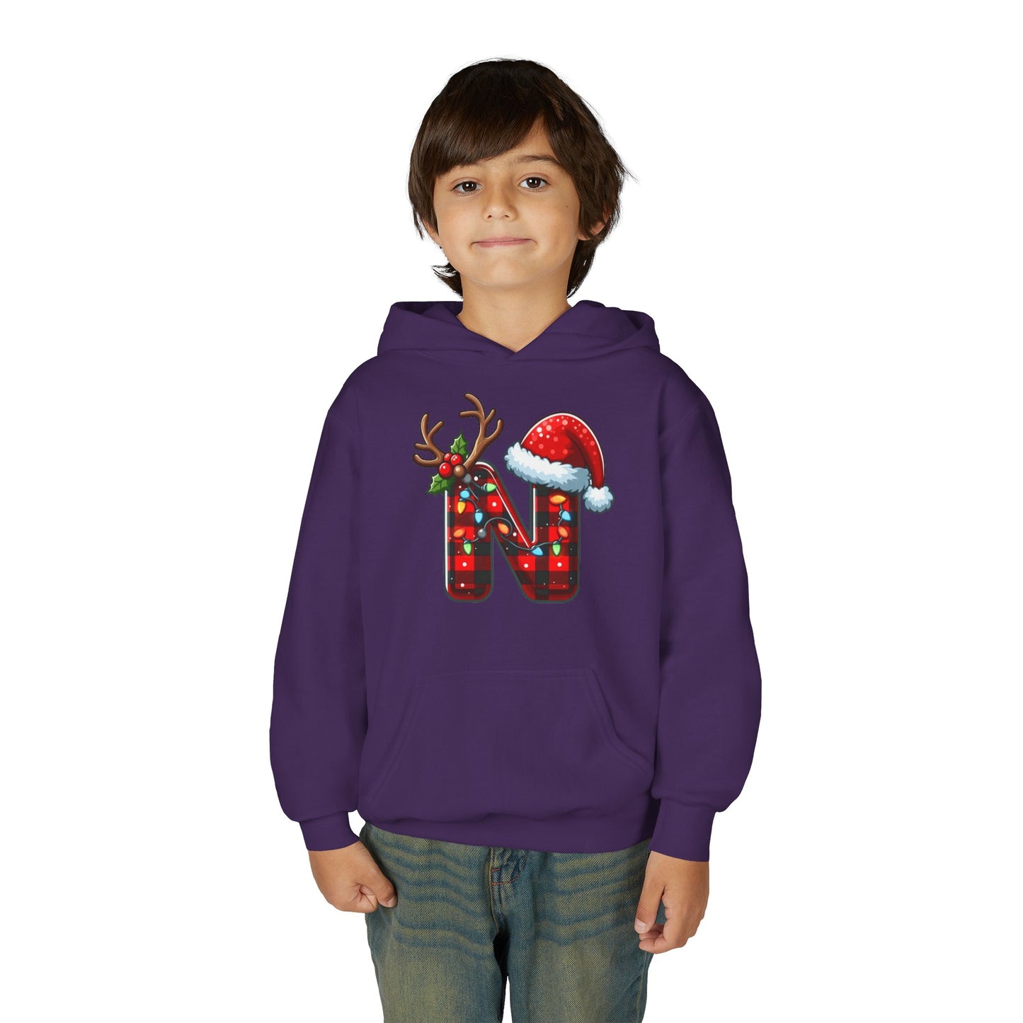 Personalized Festive Reindeer Hoodie for Kids, Christmas Sweatshirt hoodie, Holiday Gift, Cozy Winter Attire, Personalized Youth Hoody