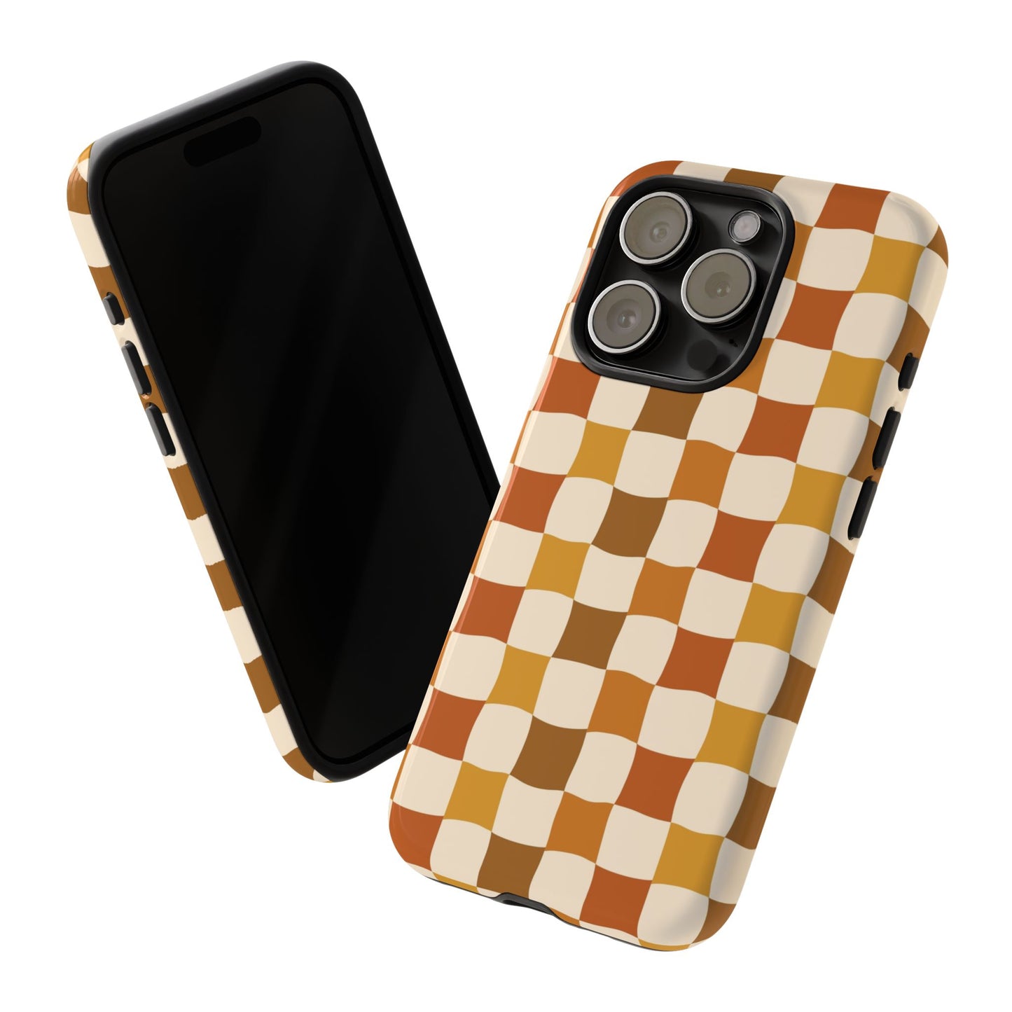 Boho Checked Phone Case, Checkerboard Design, Durable Protection, Phone Cover, Phone case For iPhone and Samsung, Trendy Phone Cover