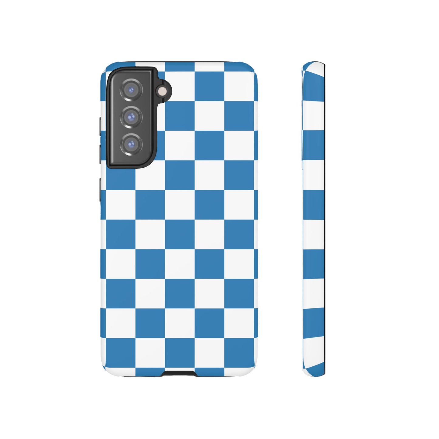 Blue Checkerboard Phone Case, Samsung Galaxy S25, S25 Plus, S24, S24 Plus, S24 Ultra, S23, S22, S22 Plus, S21 Ultra, S21 FE, S20+
