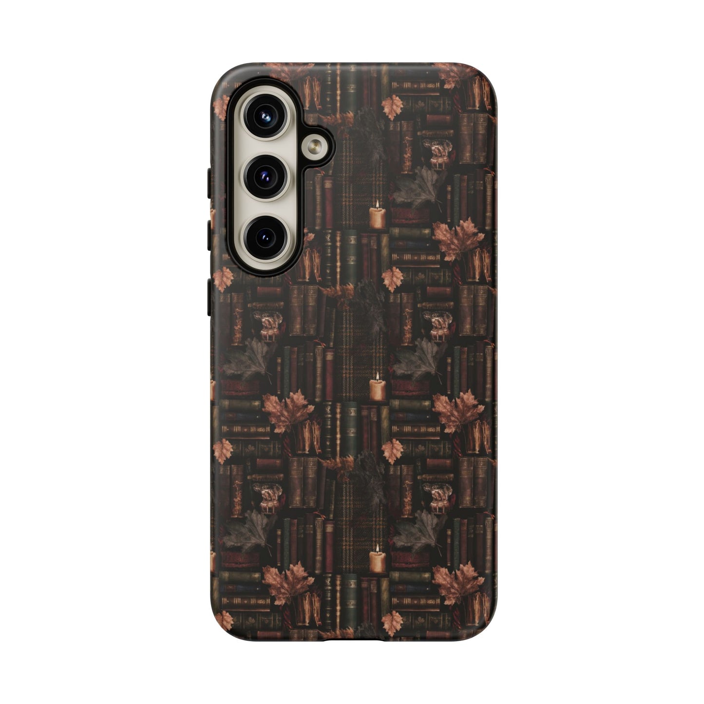Gothic Phone Case Dark Academia Literary iPhone Samsung Cover with Books & Flowers, Phone case