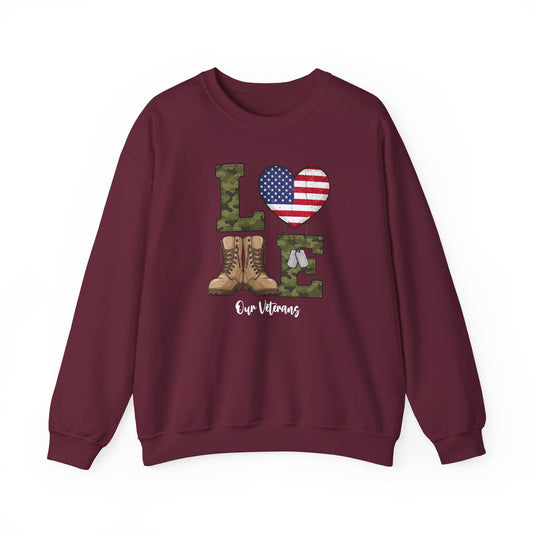 Love Our Veterans sweatshirt | Gift For Veteran | Veteran Sweatshirt | Gift For Dad | military boots American flag camouflage