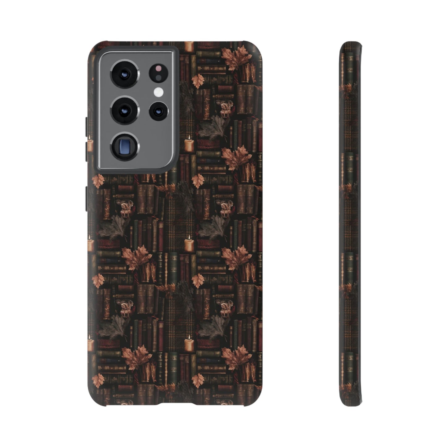 Gothic Phone Case Dark Academia Literary iPhone Samsung Cover with Books & Flowers, Phone case