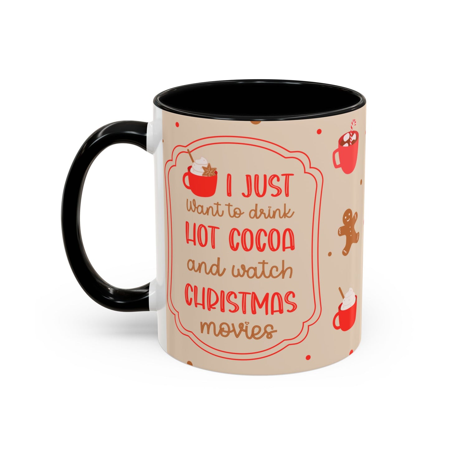 Festive Accent Coffee Mug, Holiday Gift, Hot Chocolate Lover, Christmas Decor, Winter Vibes, Cozy Mugs, Gift for her