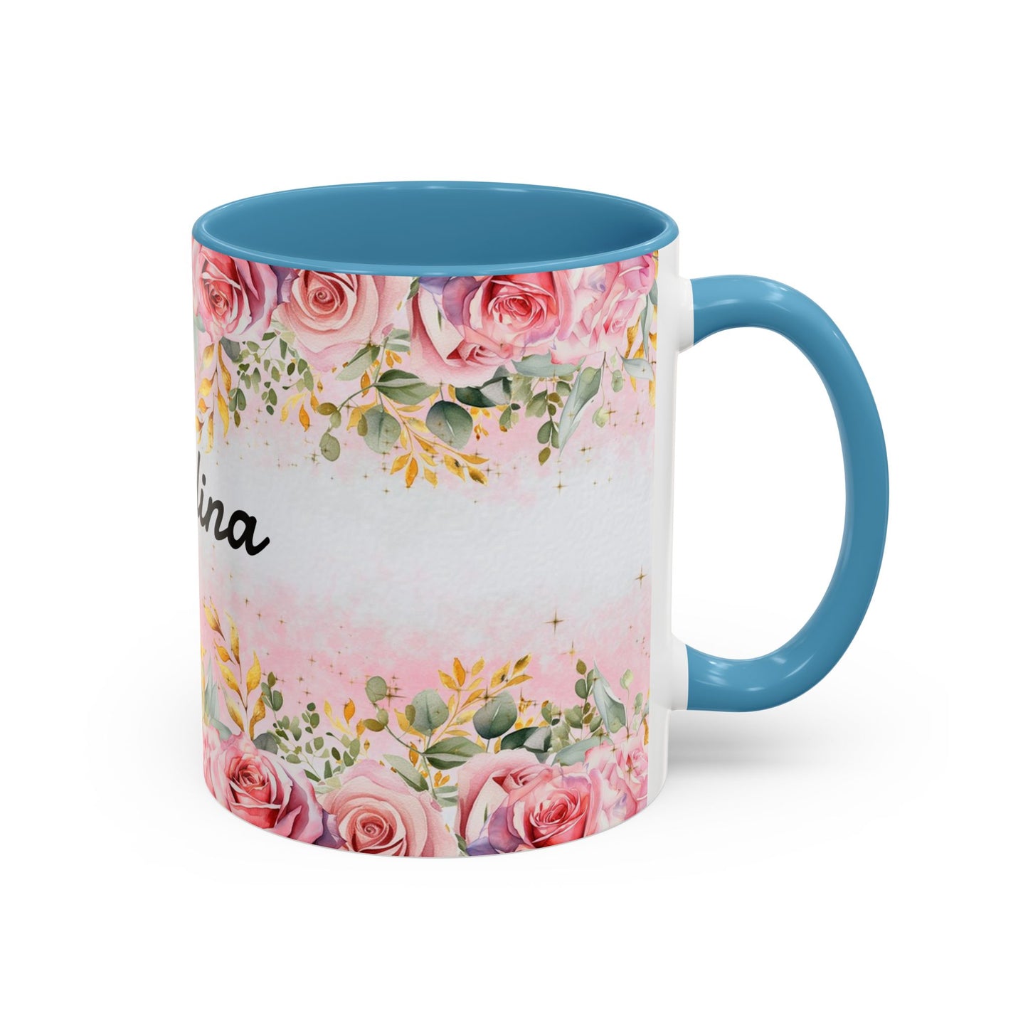 Personalized Floral Accent Coffee Mug, Custom Gift for Her, Birthday Mug, Floral Drinkware, Mother's Day Gift