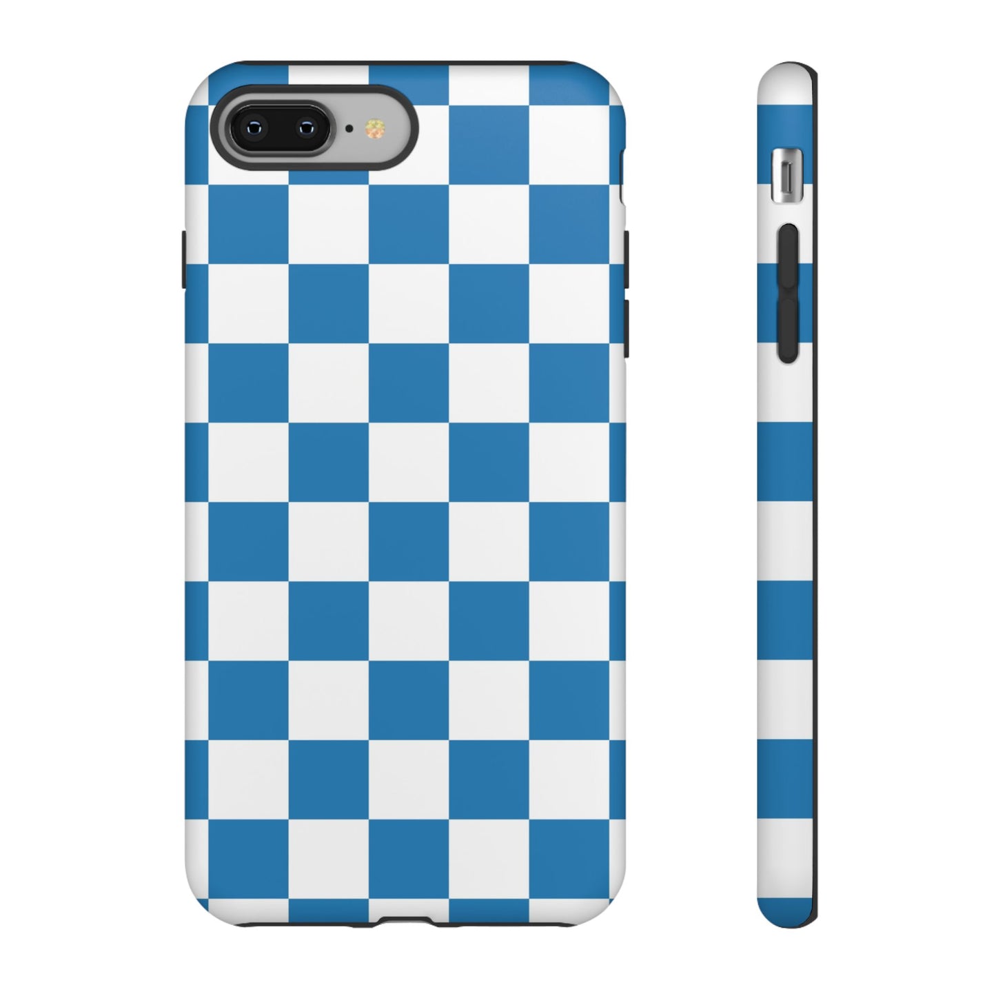 Checkered Phone Case, iPhone 17 Pro, 17, 16, 15, 14, 13, 12, 11, X, XR, XS MAX, Smartphone Cover, Blue and White Mobile Protector