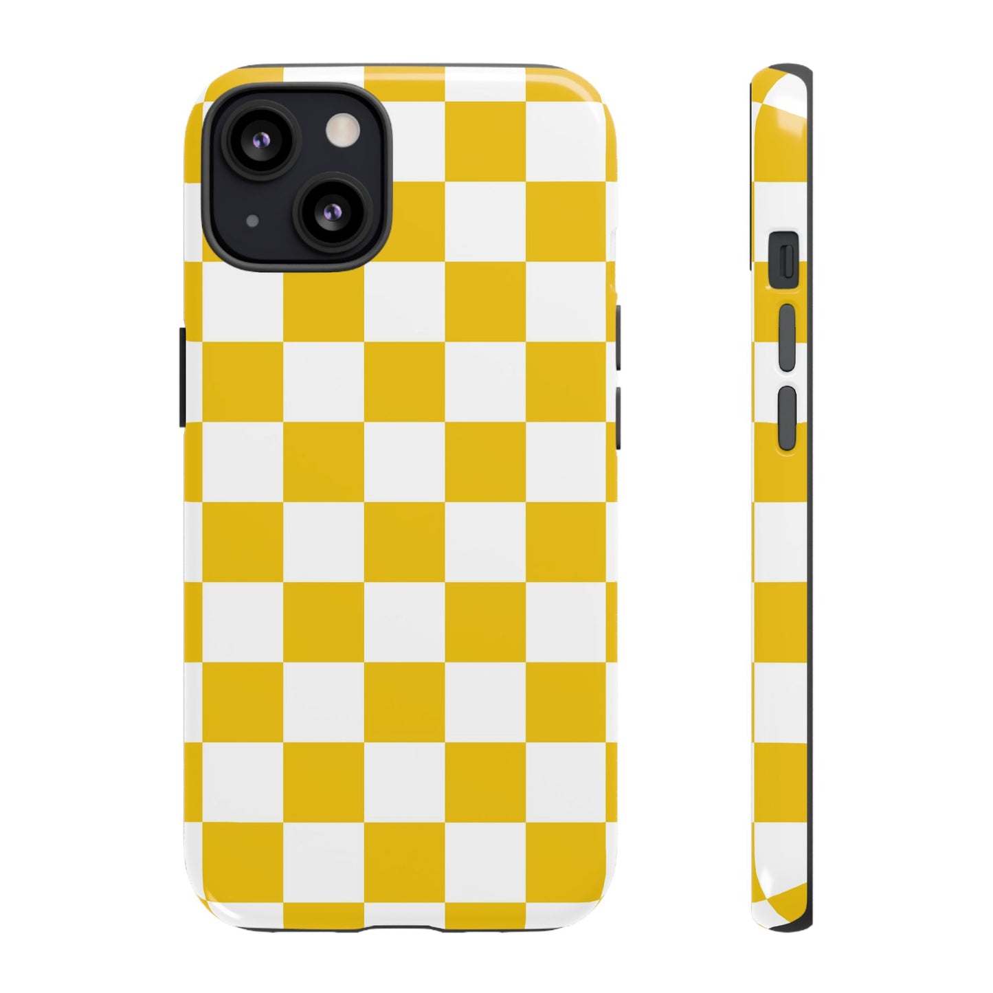 Yellow Checkered Phone Case - iPhone 17 Pro, 17, 16, 15, 14, 13, 12, 11, X, XR, XS MAX, Gift for Friends