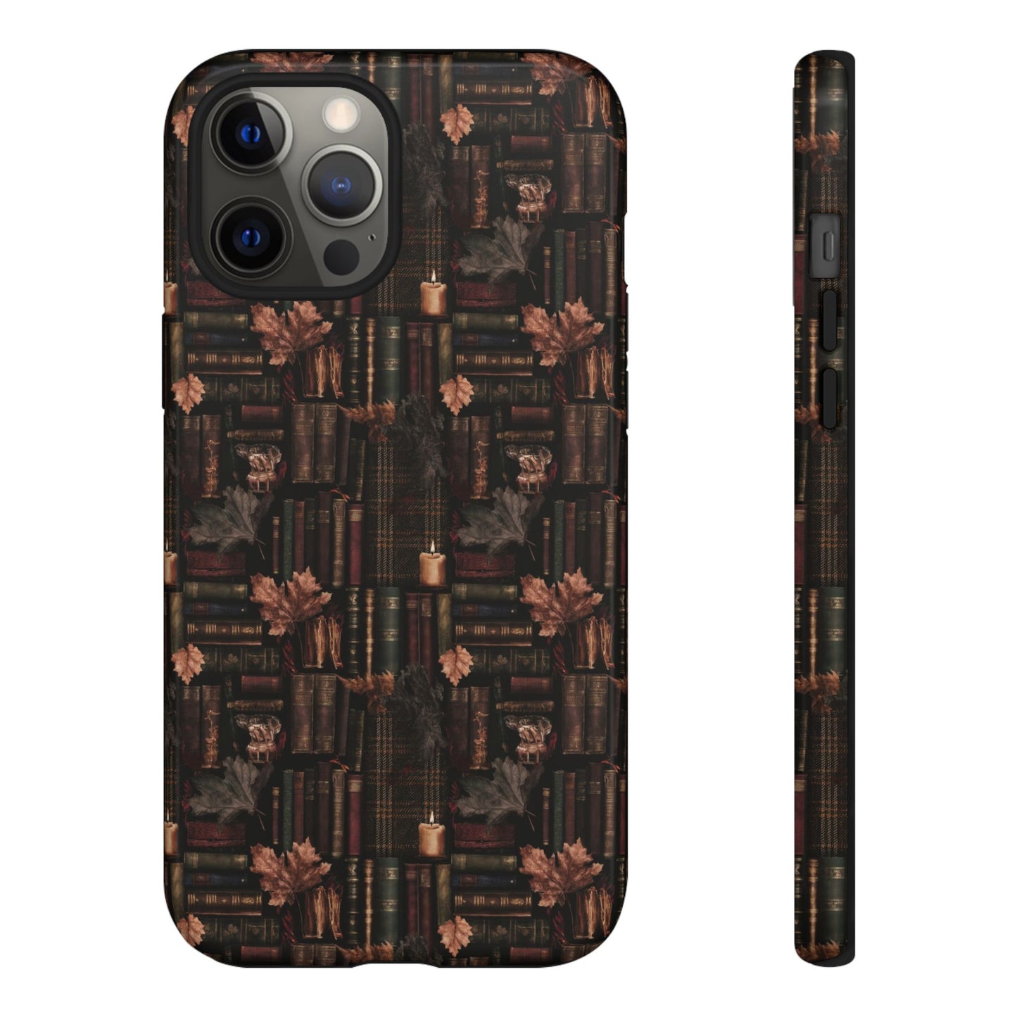 Gothic Phone Case Dark Academia Literary iPhone Samsung Cover with Books & Flowers, Phone case
