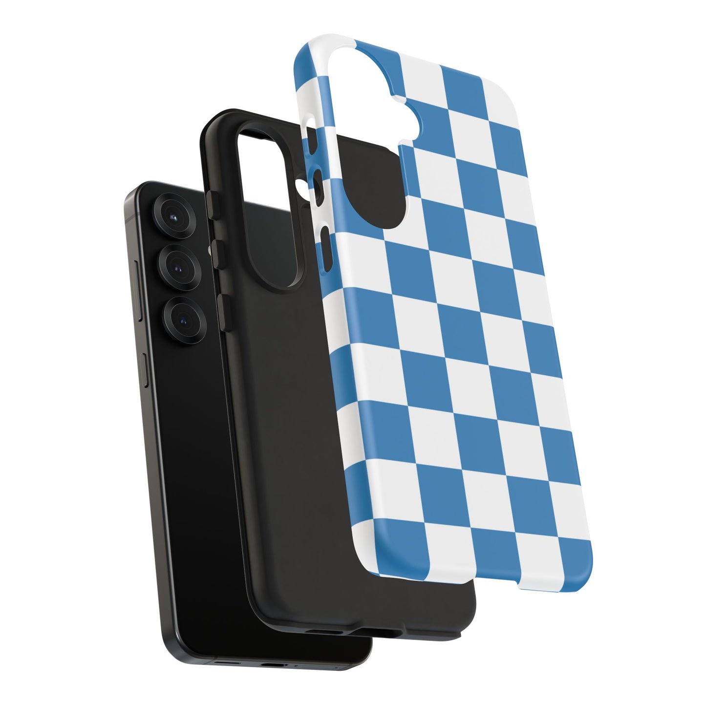 Blue Checkerboard Phone Case, Samsung Galaxy S25, S25 Plus, S24, S24 Plus, S24 Ultra, S23, S22, S22 Plus, S21 Ultra, S21 FE, S20+