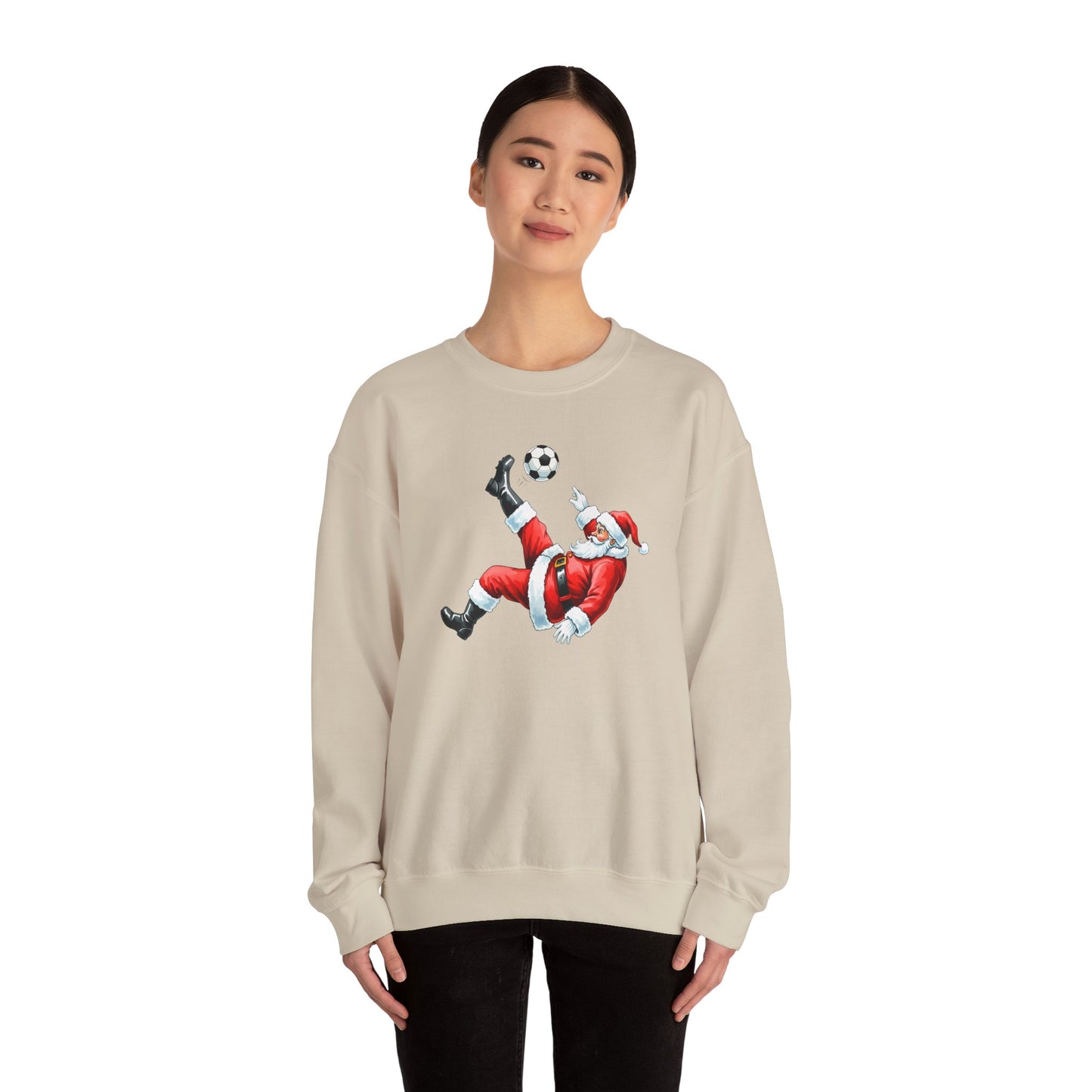 Festive Santa Soccer Crewneck Sweatshirt, Christmas Apparel, Winter Fashion, Holiday Gifts, Sports Lover, Cute Santa Design