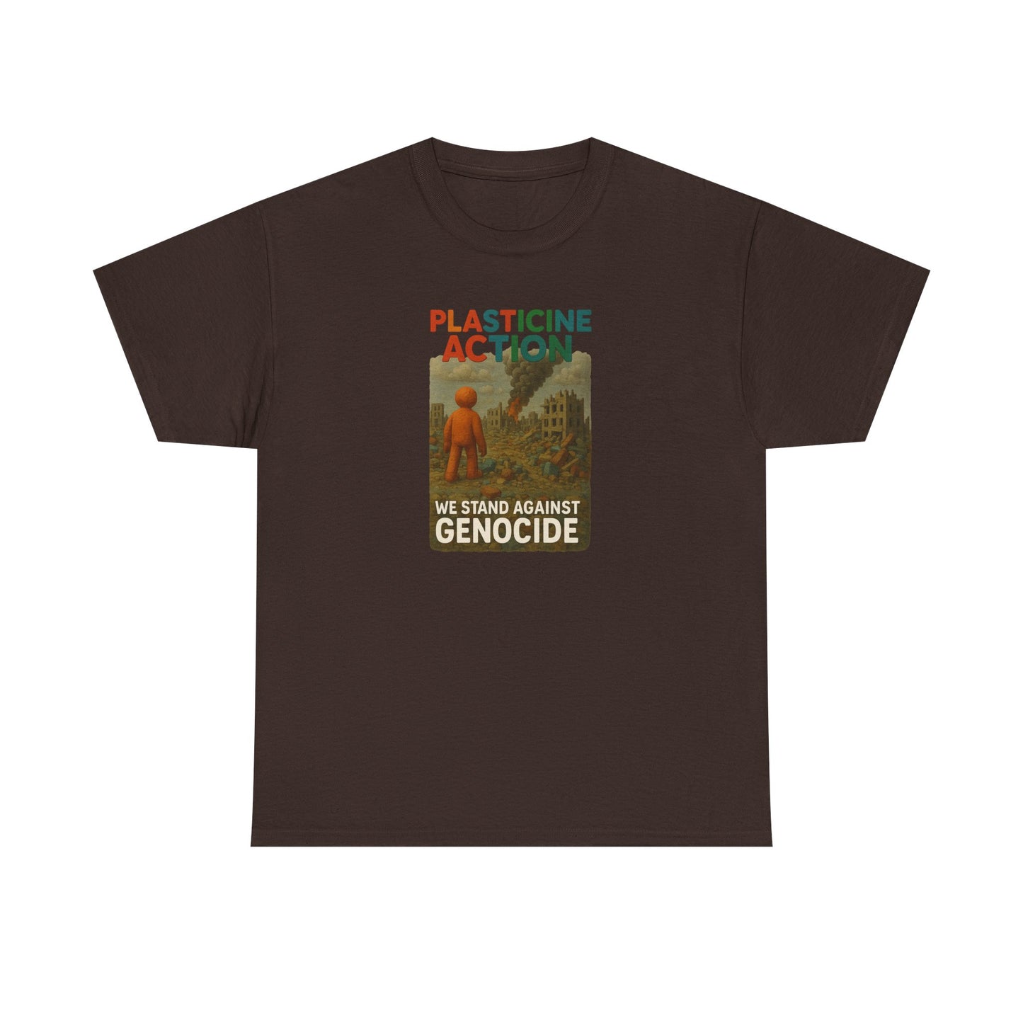 Plasticine Action Heavy Cotton Tee, Stand Against Genocide, Activist Wear, Social Justice Shirt, Awareness Tee, Thought Provoking Apparel