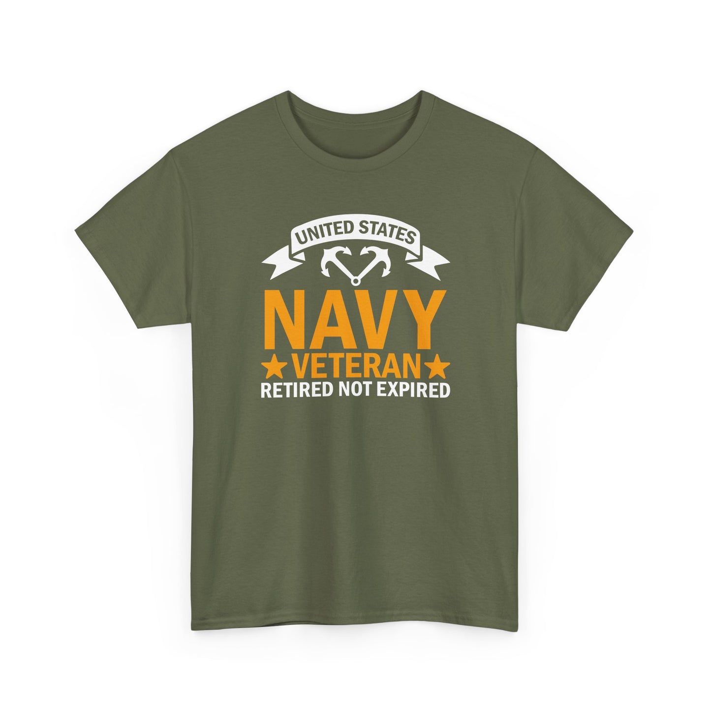 Navy Veteran Heavy Cotton T-Shirt, Gifts for Veterans, Memorial Day, Patriotic Apparel, Retired Not Expired, Gift for dad