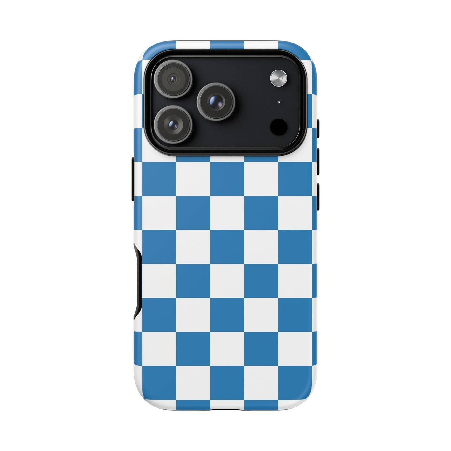 Checkered Phone Case, iPhone 17 Pro, 17, 16, 15, 14, 13, 12, 11, X, XR, XS MAX, Smartphone Cover, Blue and White Mobile Protector
