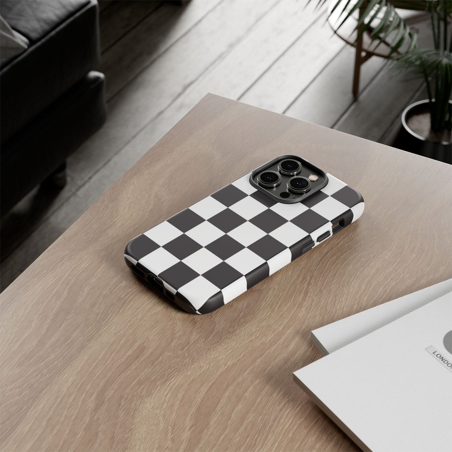Black and White Checker iPhone Case, Stylish iPhone Cover for Teens, Holiday Gift, Unique Mobile Accessories, Tough Protection