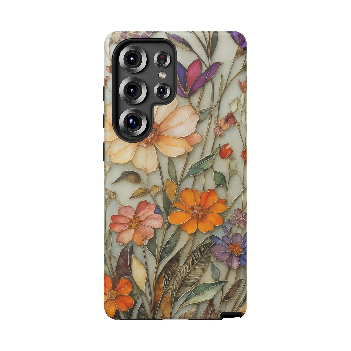 Phone case For iPhone & Samsung, Wildflower Mosaic MagSafe iPhone Case: Botanical Floral Design iPhone