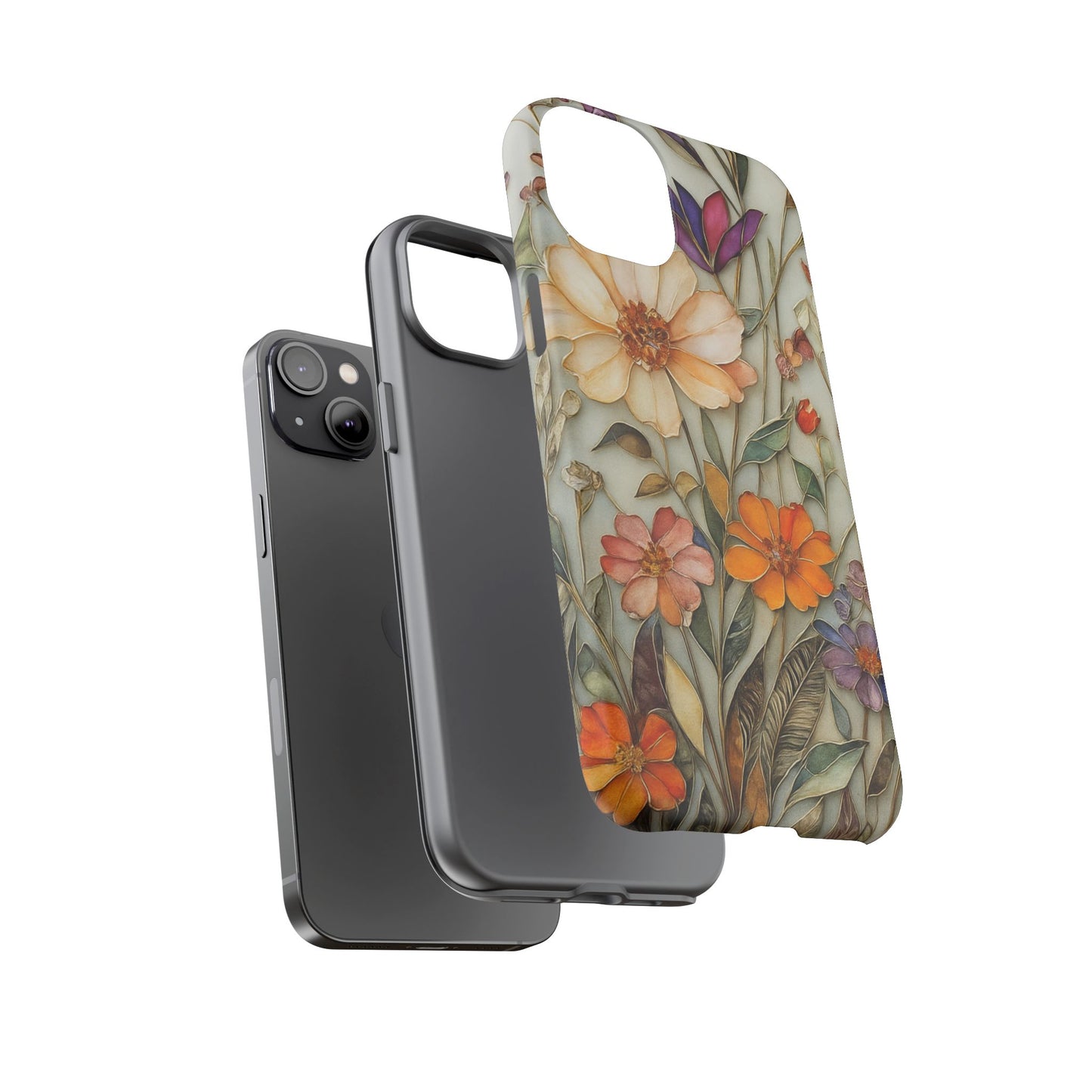 Phone case For iPhone & Samsung, Wildflower Mosaic MagSafe iPhone Case: Botanical Floral Design iPhone