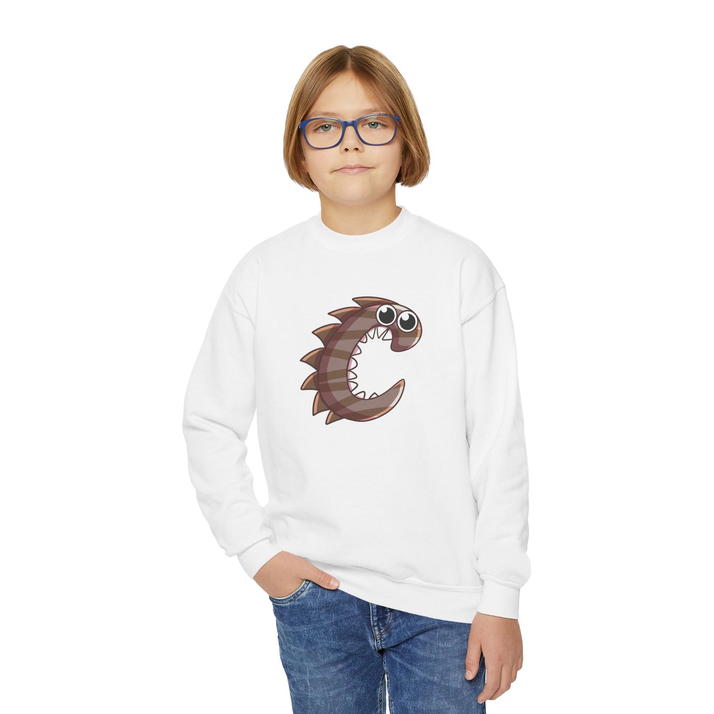 Cute Fish Graphic Youth Crewneck Sweatshirt, Fun Gift, Cozy Wear, Casual Style, Perfect for Kids, Name Initial Sweatshirt, Birthday Gift