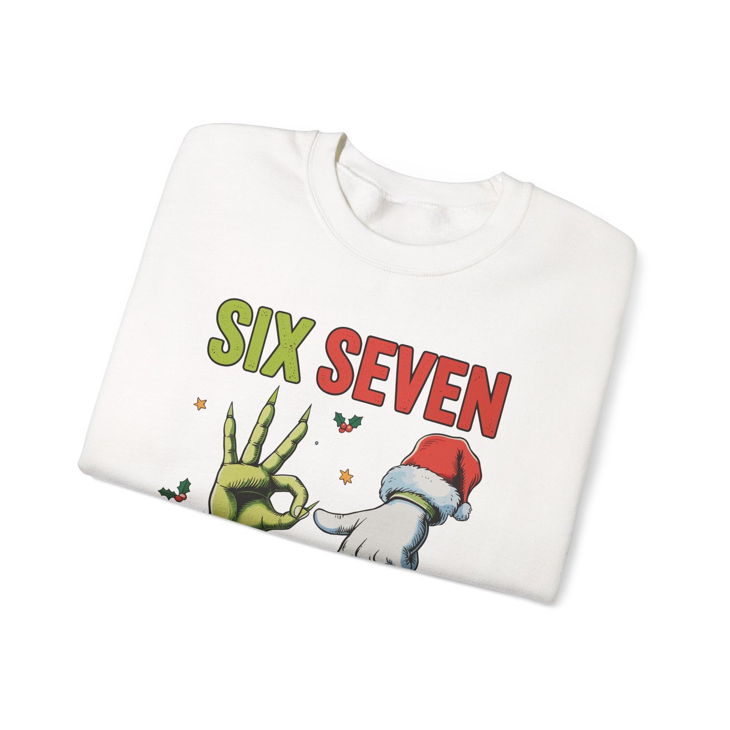 Funny Six Seven Christmas Sweatshirt | Santa Hands Holiday Crewneck | Cozy Pink Christmas Sweater for Men Women | Festive Holiday Gift
