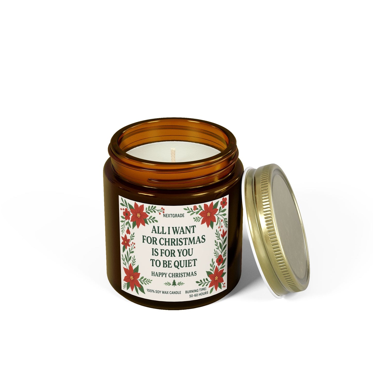 Christmas Scented Candle, Funny Holiday Gift, All I Want for Christmas Is for You to Be Quiet, Soy Wax Candle, Home Décor, Stocking Stuffer