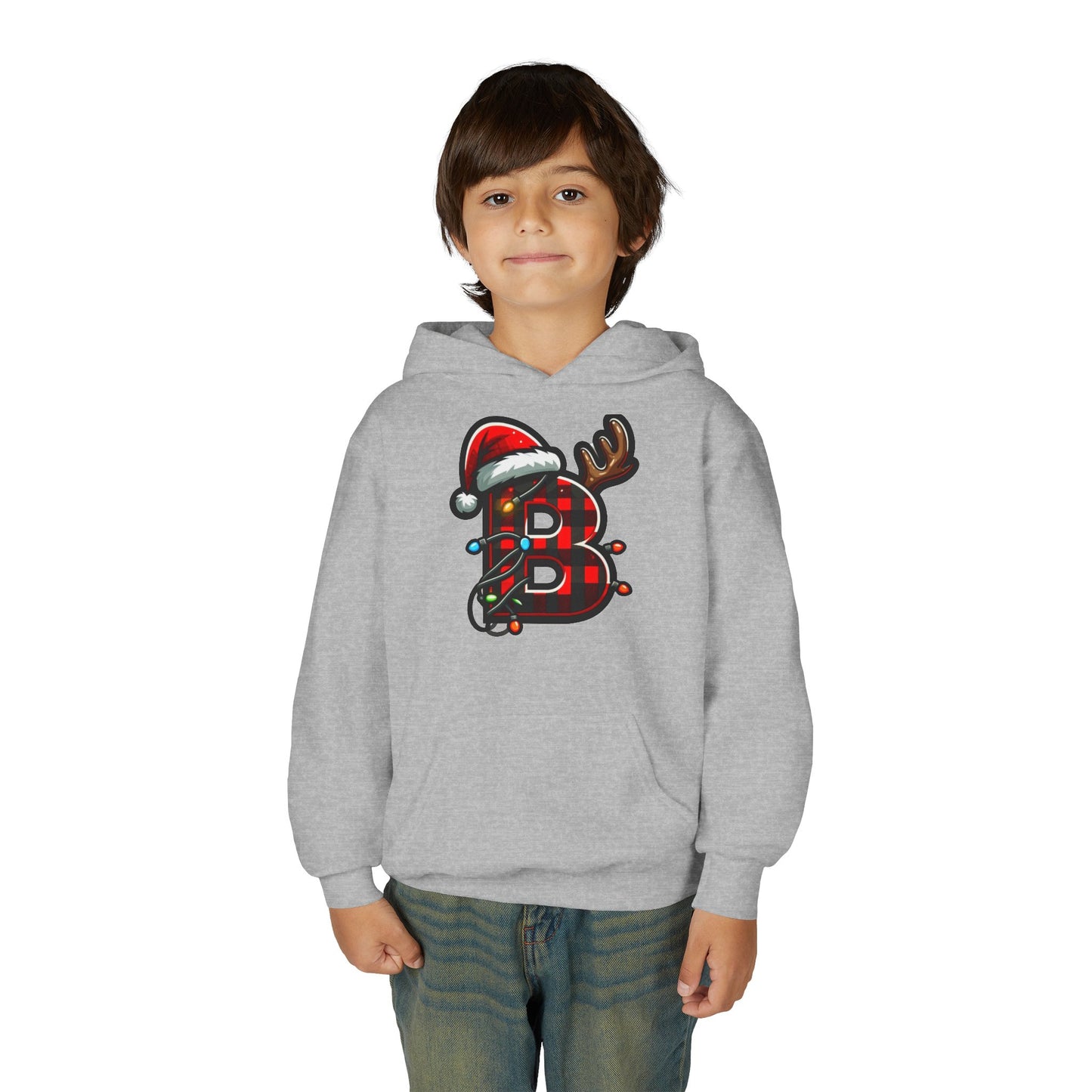 Personalized Festive Reindeer Hoodie for Kids, Christmas Sweatshirt hoodie, Holiday Gift, Cozy Winter Attire, Personalized Youth Hoody