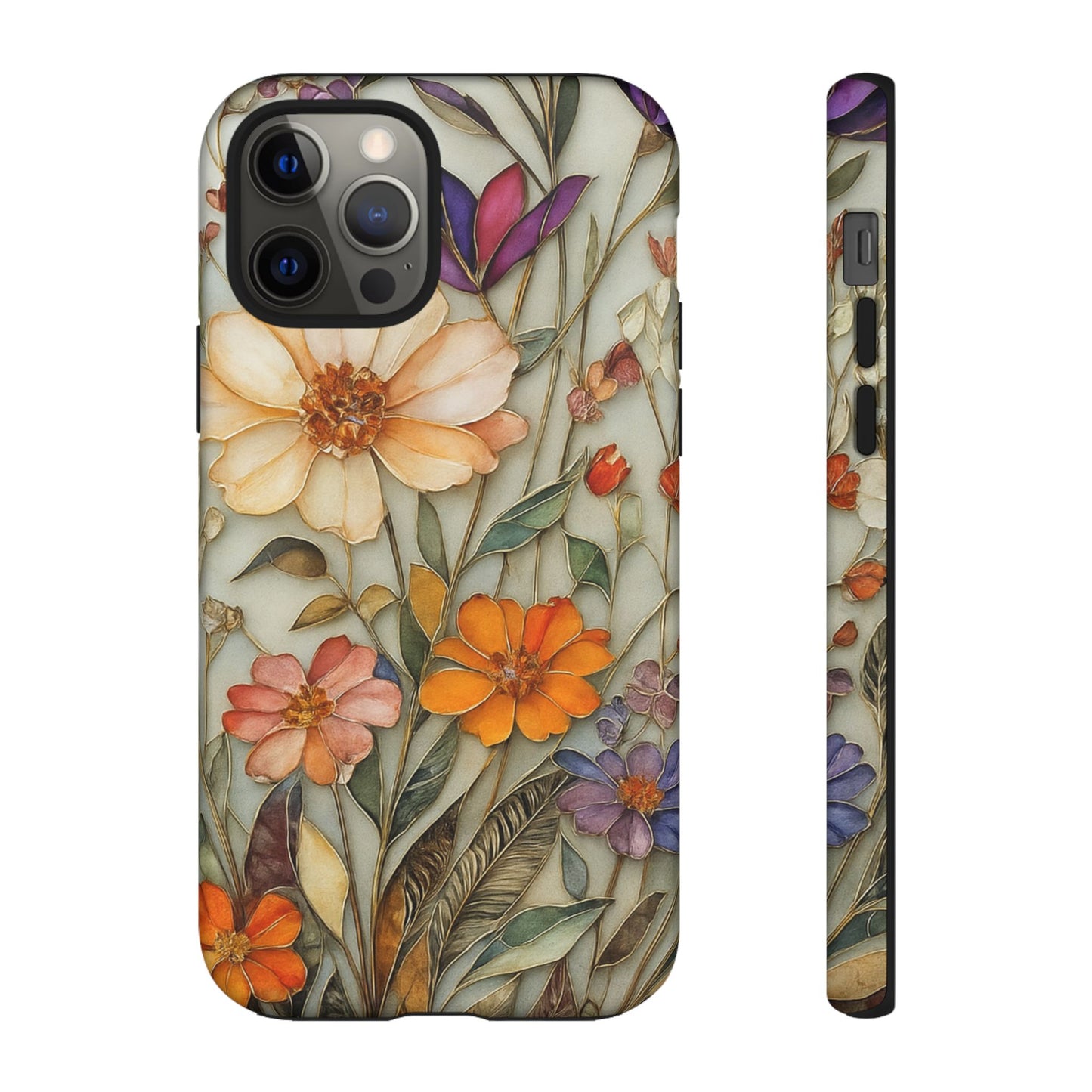 Phone case For iPhone & Samsung, Wildflower Mosaic MagSafe iPhone Case: Botanical Floral Design iPhone