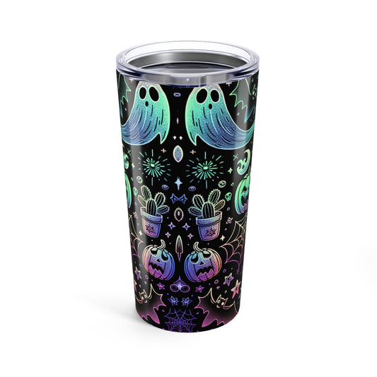 Spooky Vibes Tumbler, Halloween Spooky Engraved Tumbler | Ghost Ghouls Bats Tumbler | Engraved Bat Skeleton Tumbler | Ghost Ghouls Tumbler