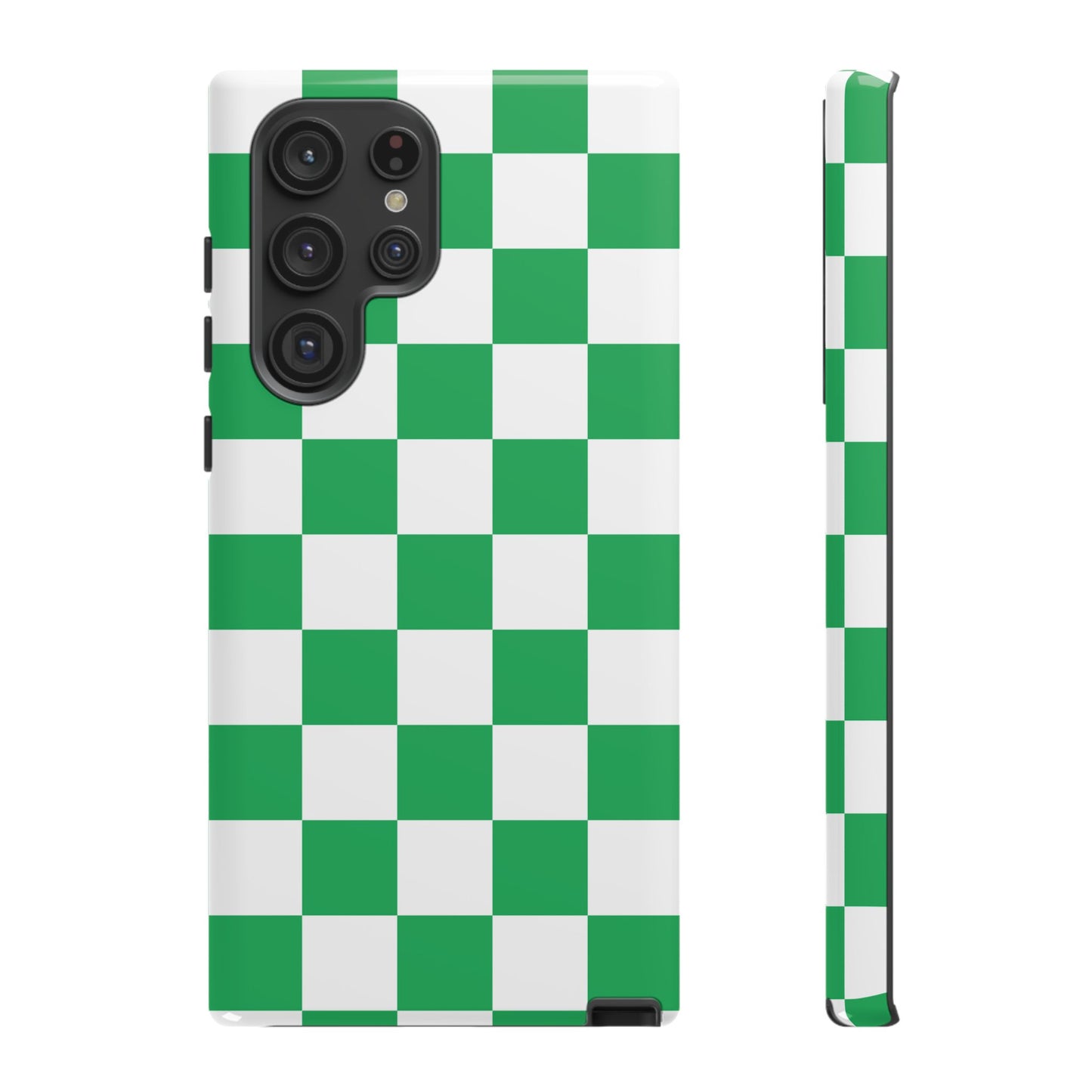 Green Checkered Phone Case, Phone Cases Samsung Galaxy S25, S25 Plus, S24, S24 Plus, S24 Ultra, S23, S22, S22 Plus, S21 Ultra, S21 FE, S20+