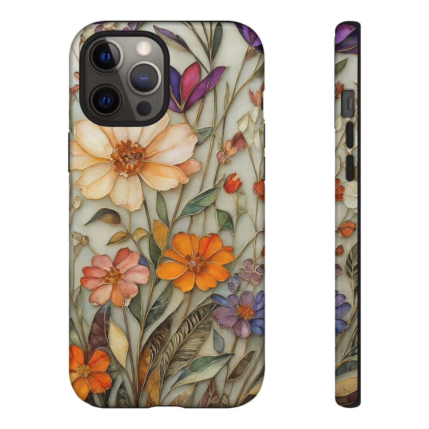 Phone case For iPhone & Samsung, Wildflower Mosaic MagSafe iPhone Case: Botanical Floral Design iPhone