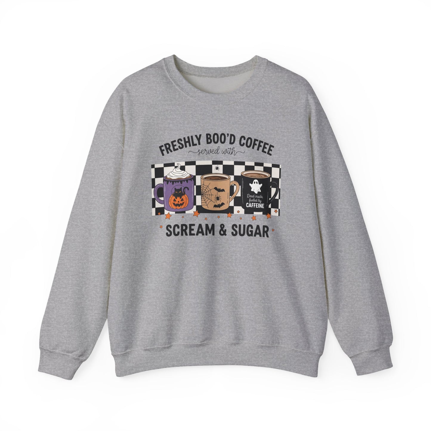 Halloween Coffee Sweatshirt, Cozy Crewneck, Fall Apparel, Scream & Sugar Tee, Gift for Coffee Lovers, Halloween Apparel