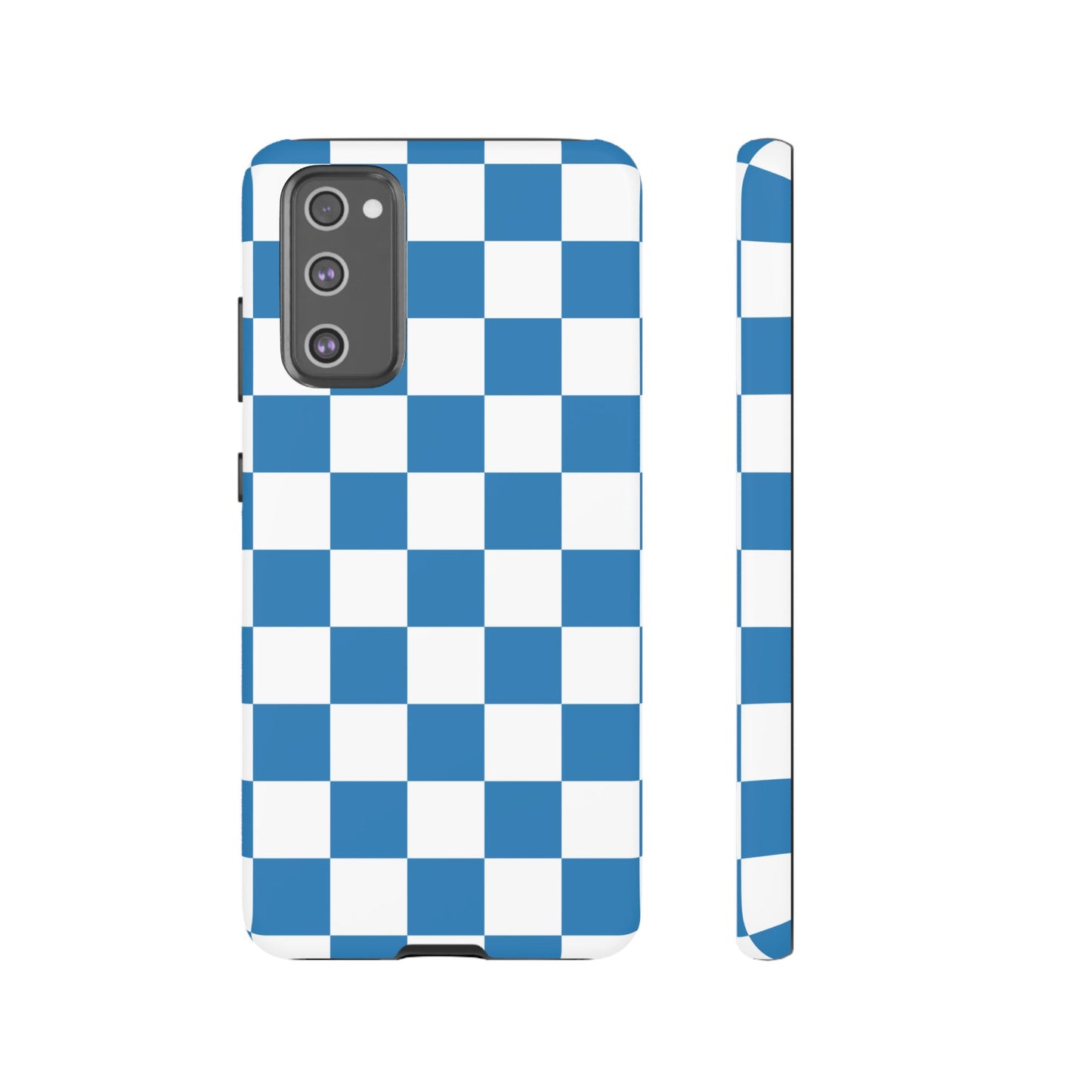 Blue Checkerboard Phone Case, Samsung Galaxy S25, S25 Plus, S24, S24 Plus, S24 Ultra, S23, S22, S22 Plus, S21 Ultra, S21 FE, S20+