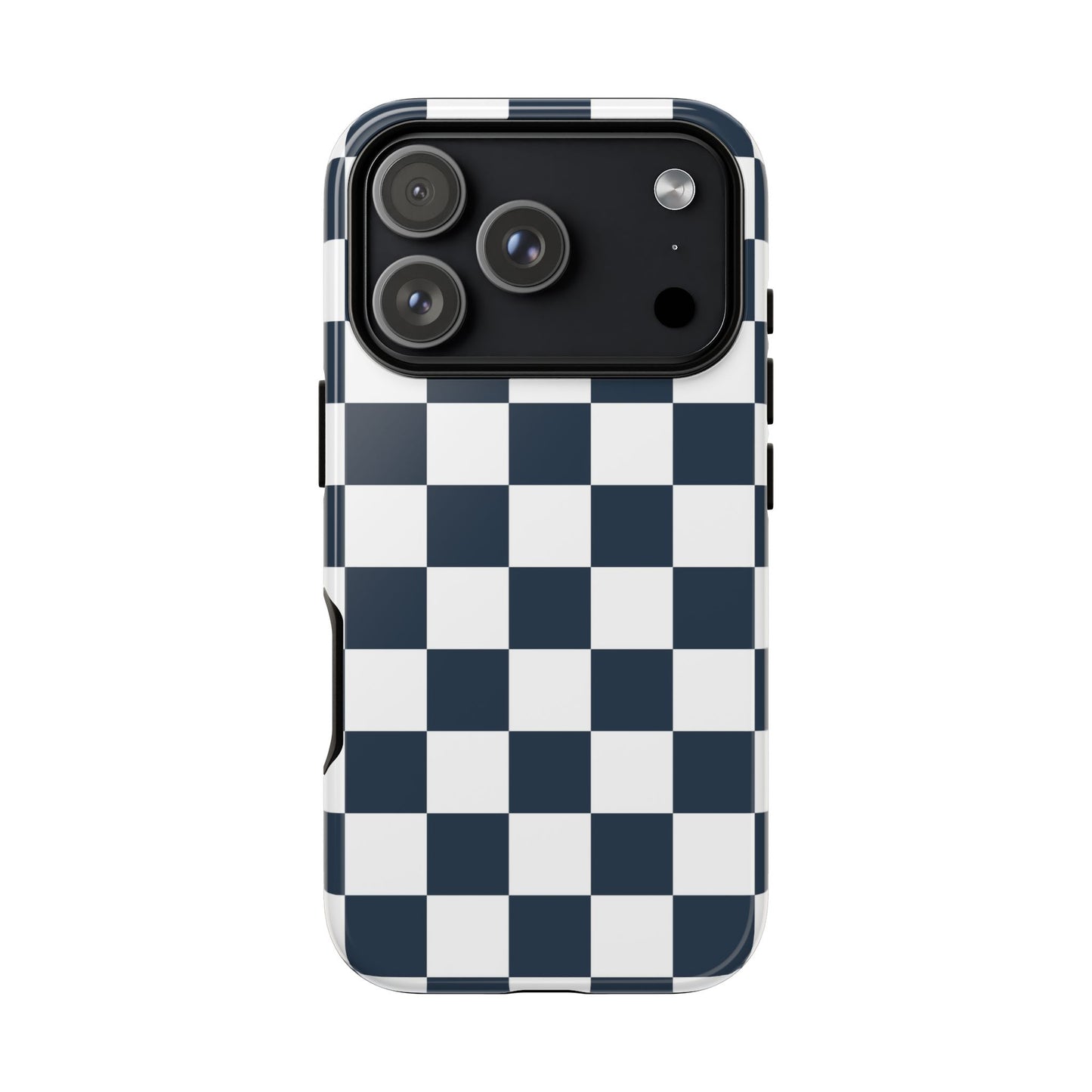 Navy Checkerboard Phone Case, iPhone 17 Pro, 17, 16, 15, 14, 13, 12, 11, X, XR, XS MAX, Tough Case for iPhone