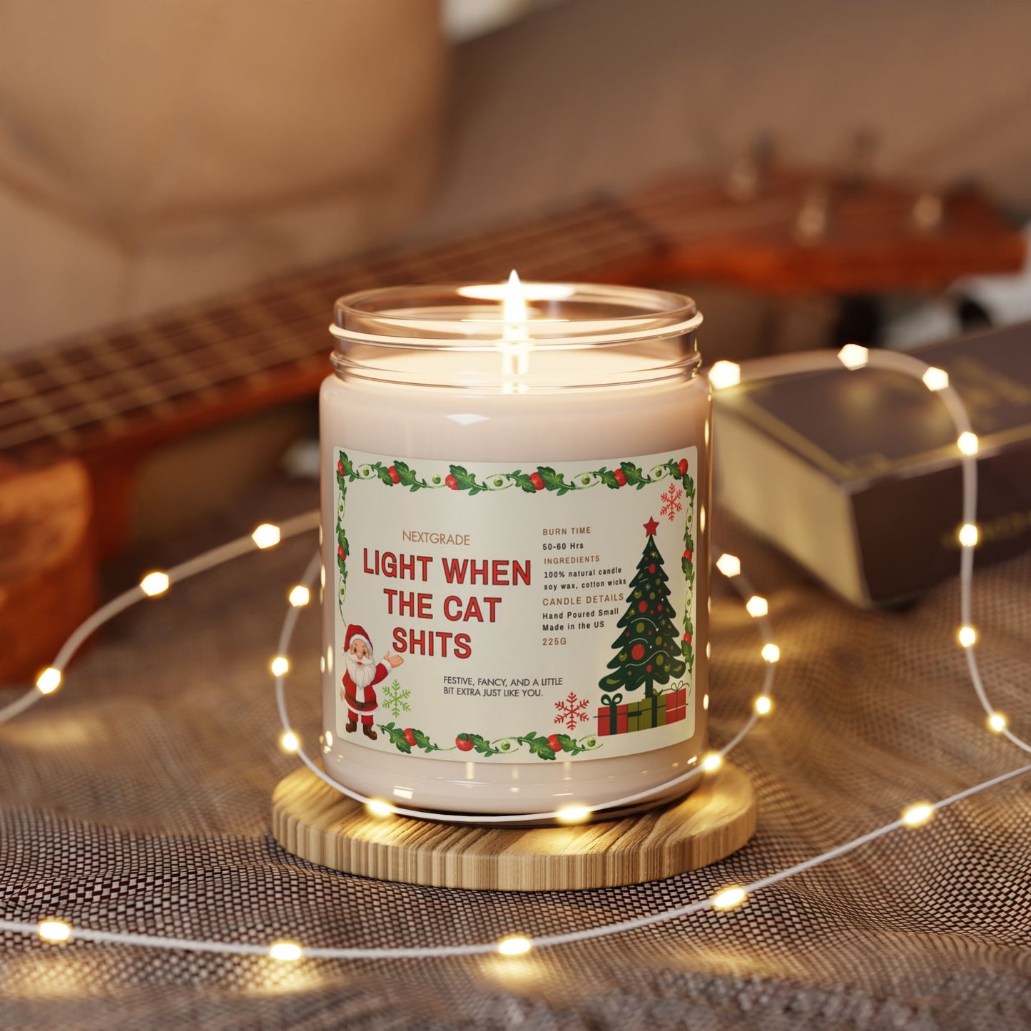 Funny Christmas Candle Gift | Light When the Cat Poops | Hilarious Gift for Cat Owners | Pet Lover Candle | Holiday Home Decor 9oz