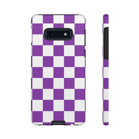 Purple Checkered Phone Case, Samsung Galaxy S25, S25 Plus, S24, S24 Plus, S24 Ultra, S23, S22, S22 Plus, S21 Ultra, S21 FE, S20+