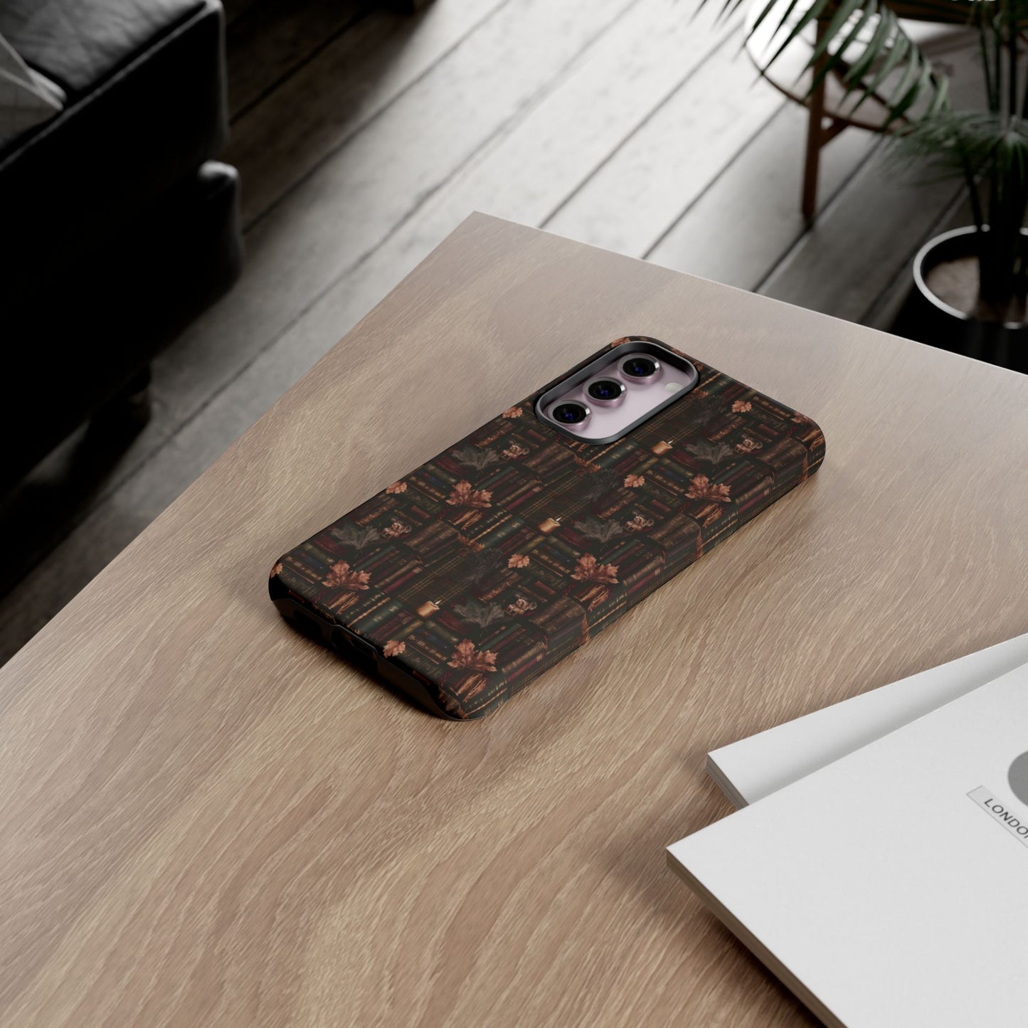 Gothic Phone Case Dark Academia Literary iPhone Samsung Cover with Books & Flowers, Phone case