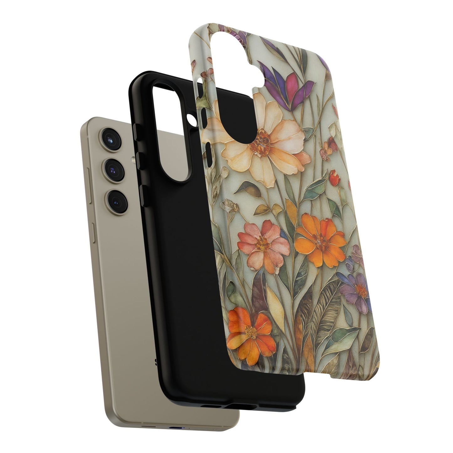 Phone case For iPhone & Samsung, Wildflower Mosaic MagSafe iPhone Case: Botanical Floral Design iPhone