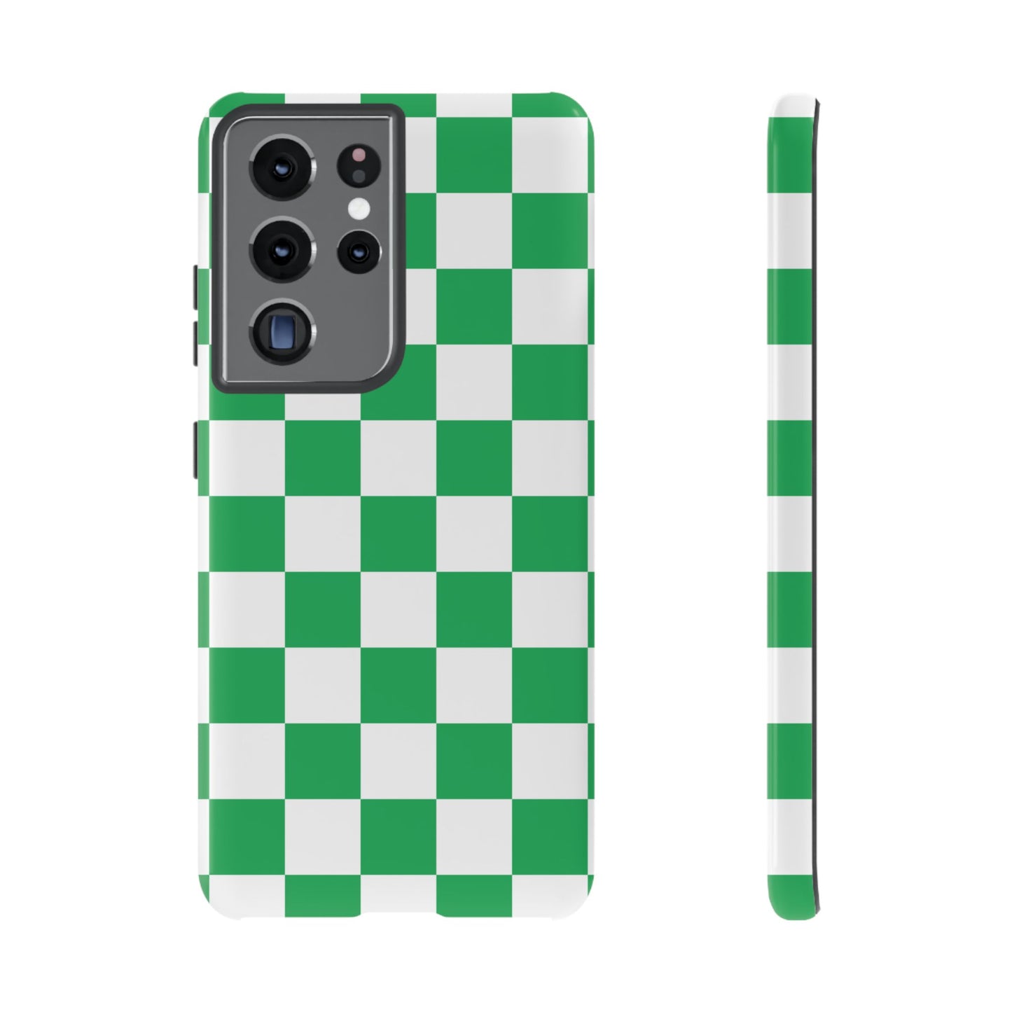 Green Checkered Phone Case, Phone Cases Samsung Galaxy S25, S25 Plus, S24, S24 Plus, S24 Ultra, S23, S22, S22 Plus, S21 Ultra, S21 FE, S20+