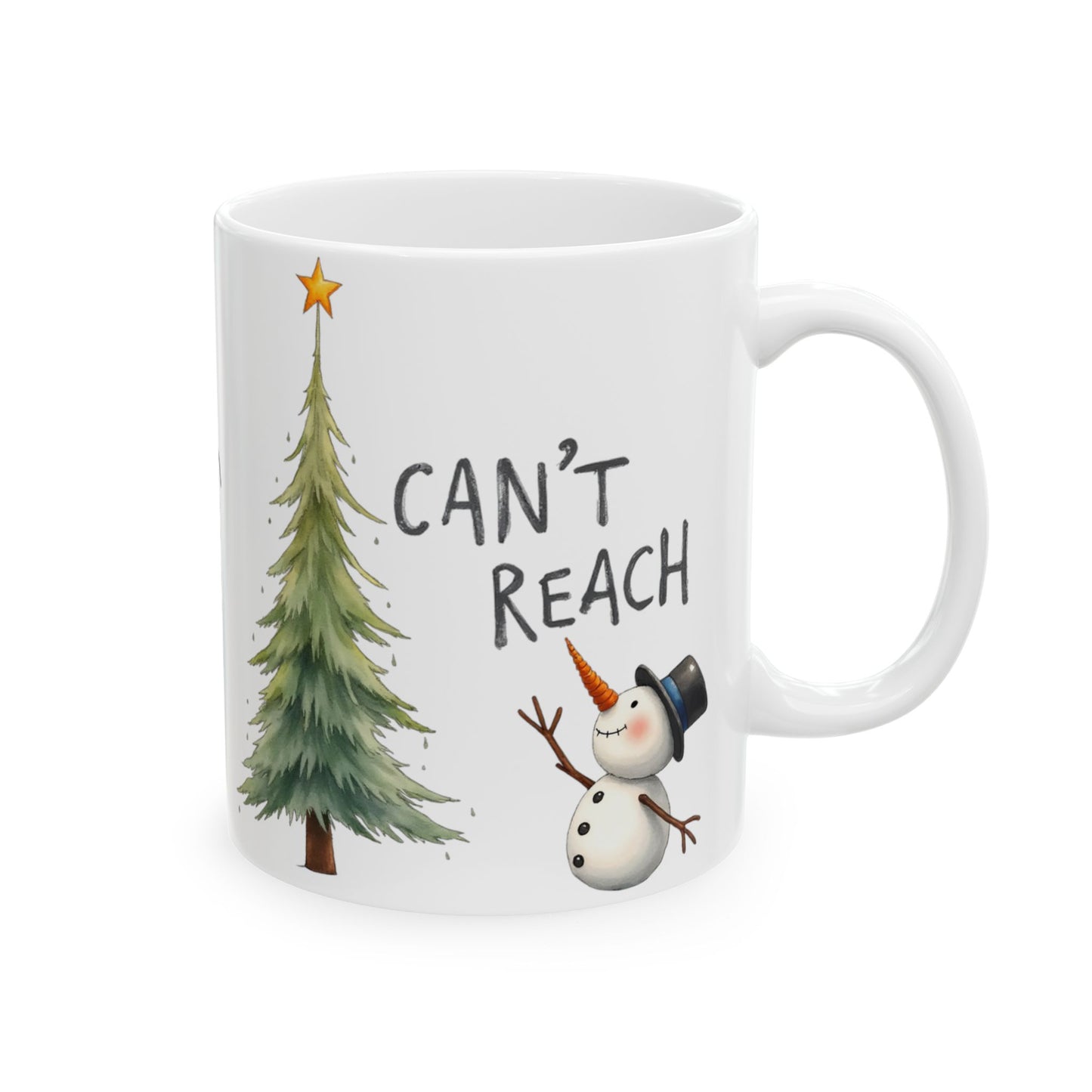 Personalized Holiday Ceramic Mug, Cute Snowman and Christmas Tree Coffee Cup, Custom Gift for Christmas, Winter, Friends, Family