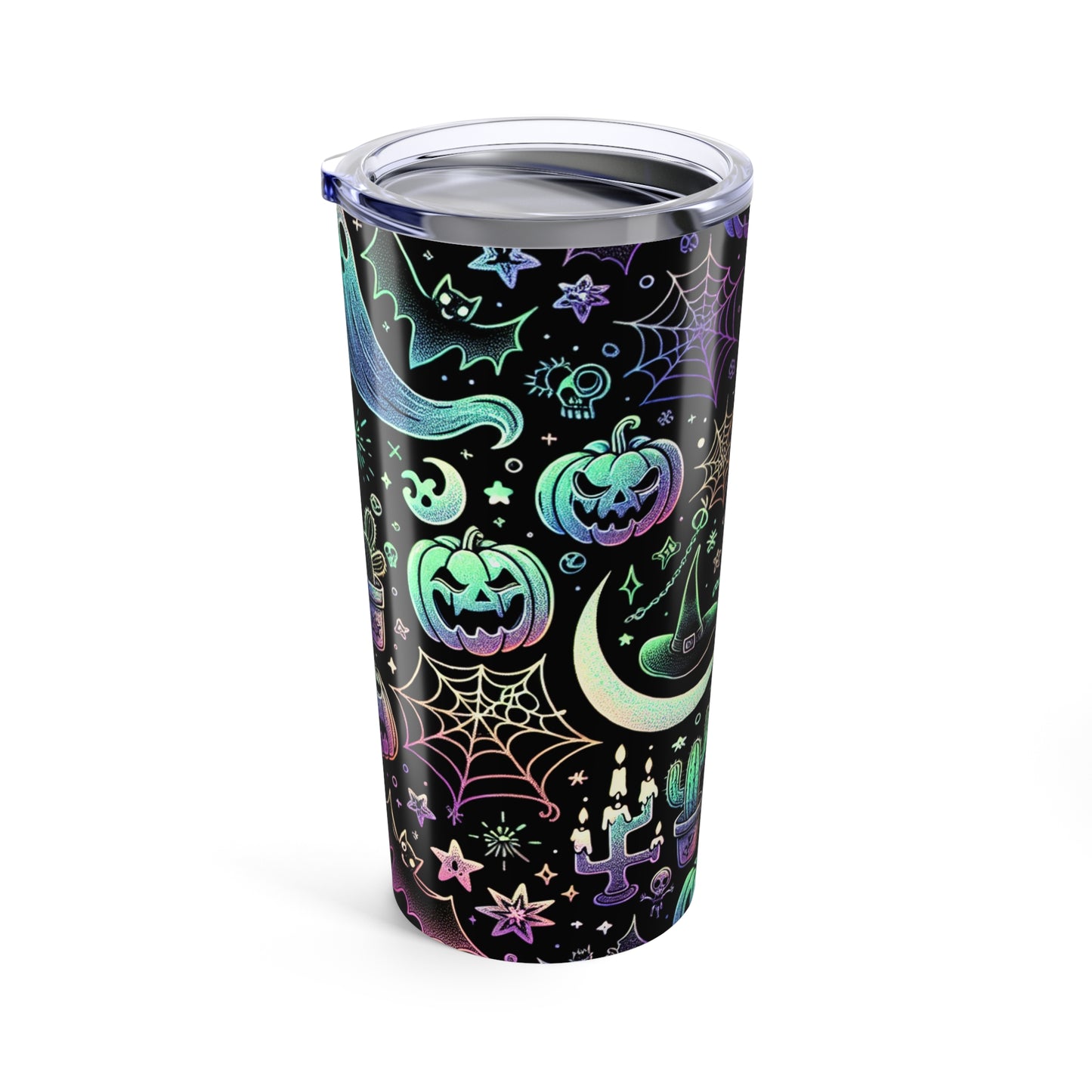 Spooky Vibes Tumbler, Halloween Spooky Engraved Tumbler | Ghost Ghouls Bats Tumbler | Engraved Bat Skeleton Tumbler | Ghost Ghouls Tumbler