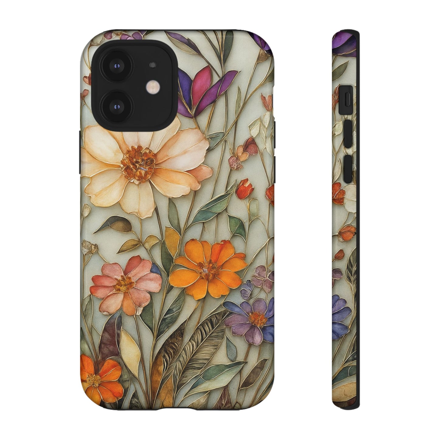 Phone case For iPhone & Samsung, Wildflower Mosaic MagSafe iPhone Case: Botanical Floral Design iPhone