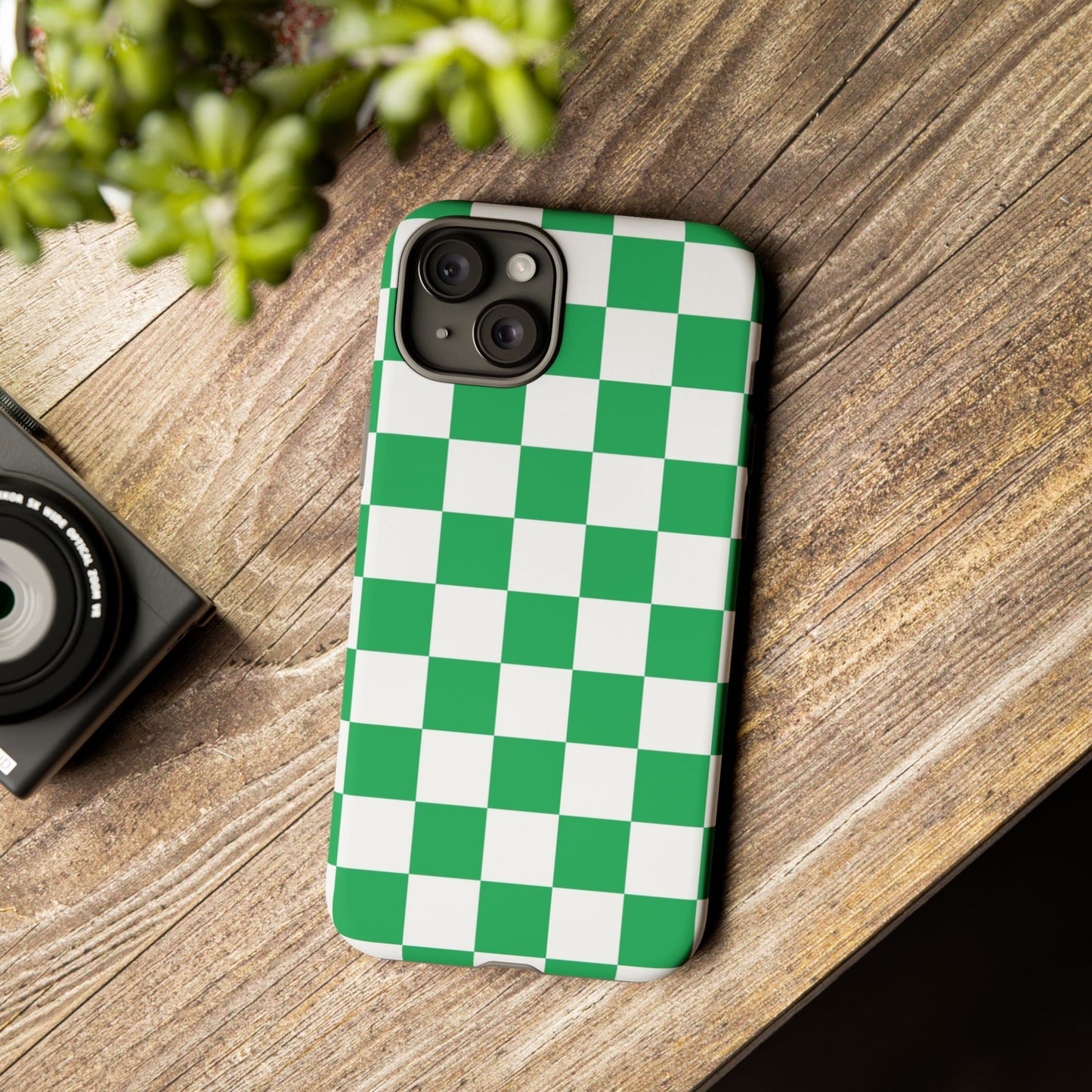 Green Checkerboard Phone Case, iPhone 17 Pro, 17, 16, 15, 14, 13, 12, 11, X, XR, XS MAX, Mobile Cover, Gift for Students, Phone Accessory