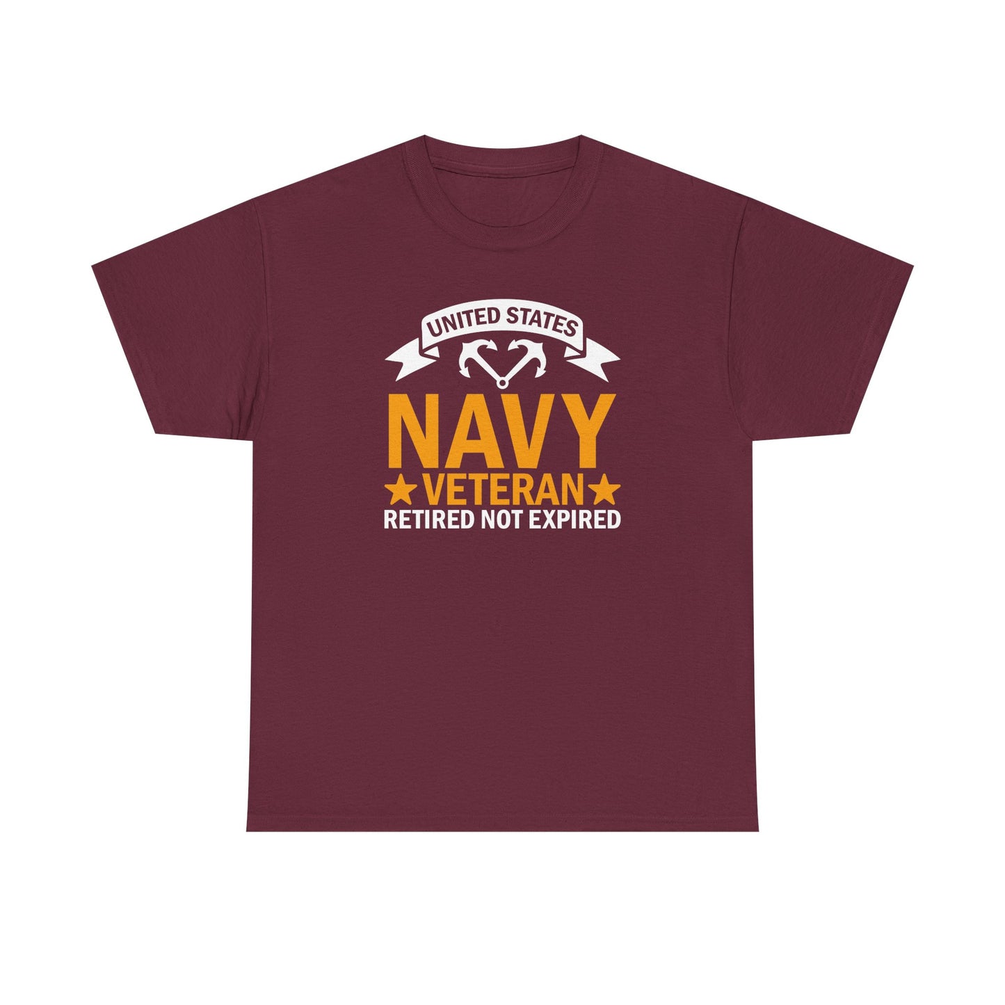 Navy Veteran Heavy Cotton T-Shirt, Gifts for Veterans, Memorial Day, Patriotic Apparel, Retired Not Expired, Gift for dad